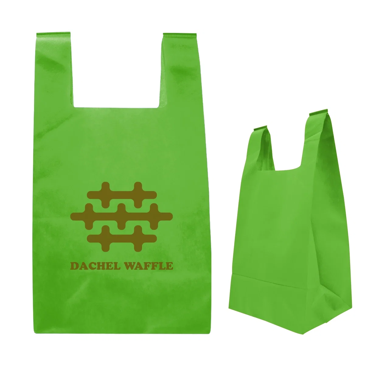 Lime green bag opened to reveal the roomy interior