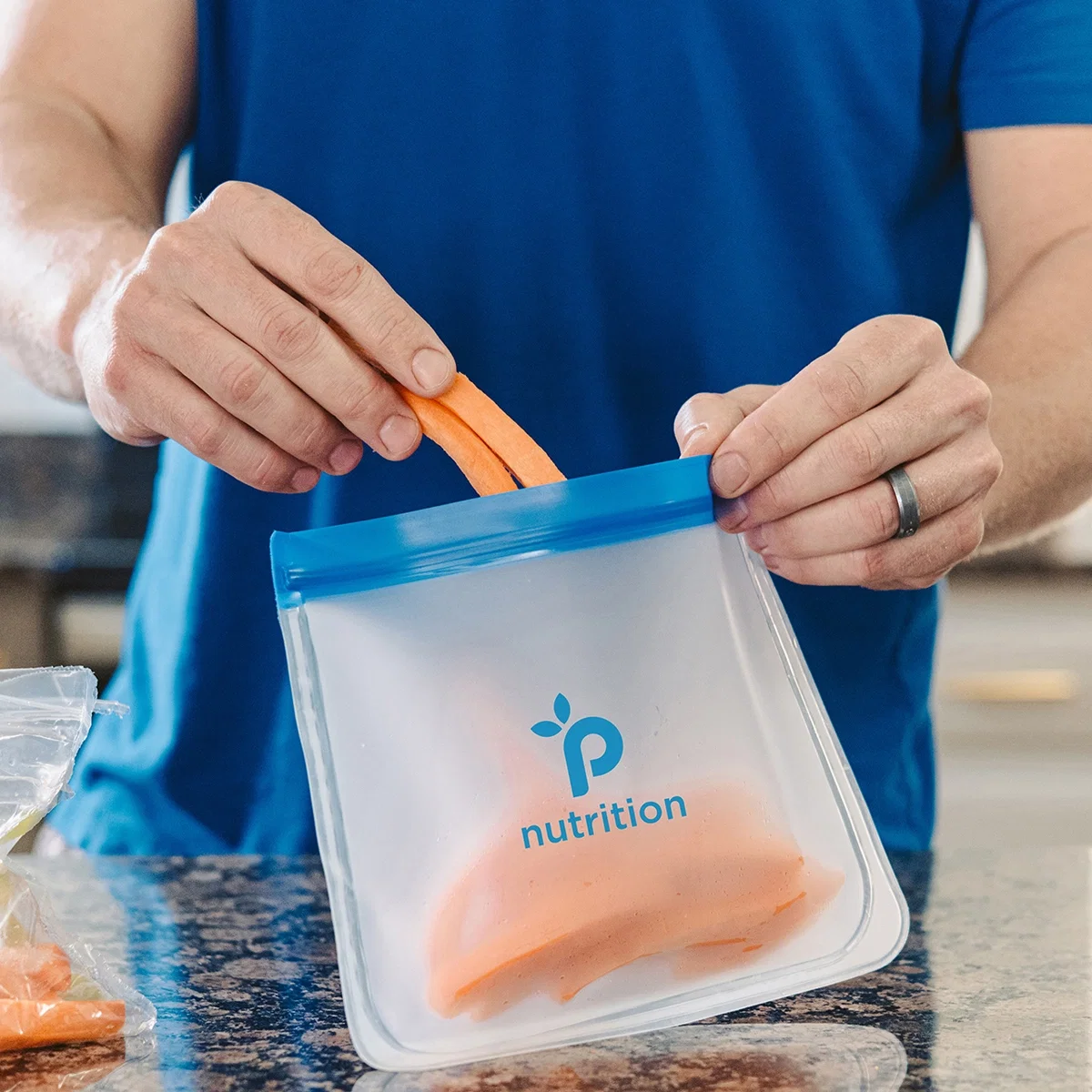 Reusable Zip Top Storage Bag in use