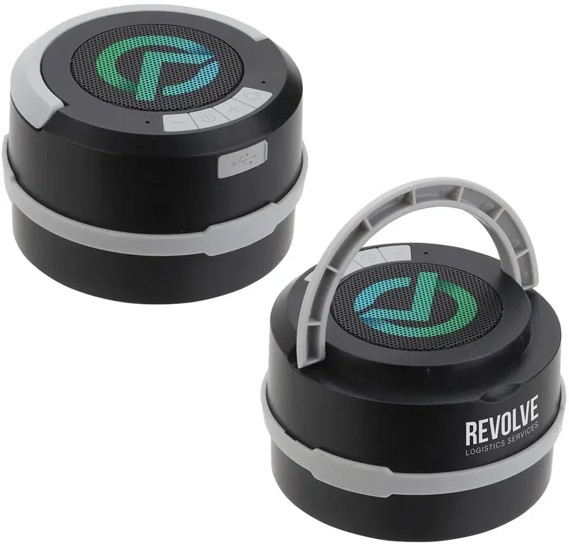 Branded Revere Lantern speaker, promotional collapsible light close-up