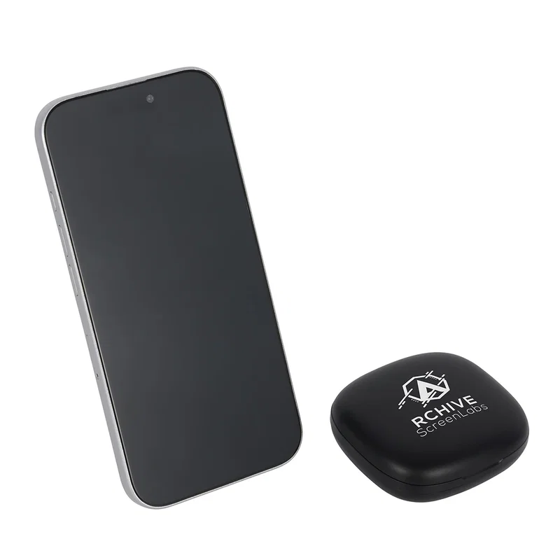 Open view of the Revue TWS Earbuds charging case showing the magnetic earbud slots