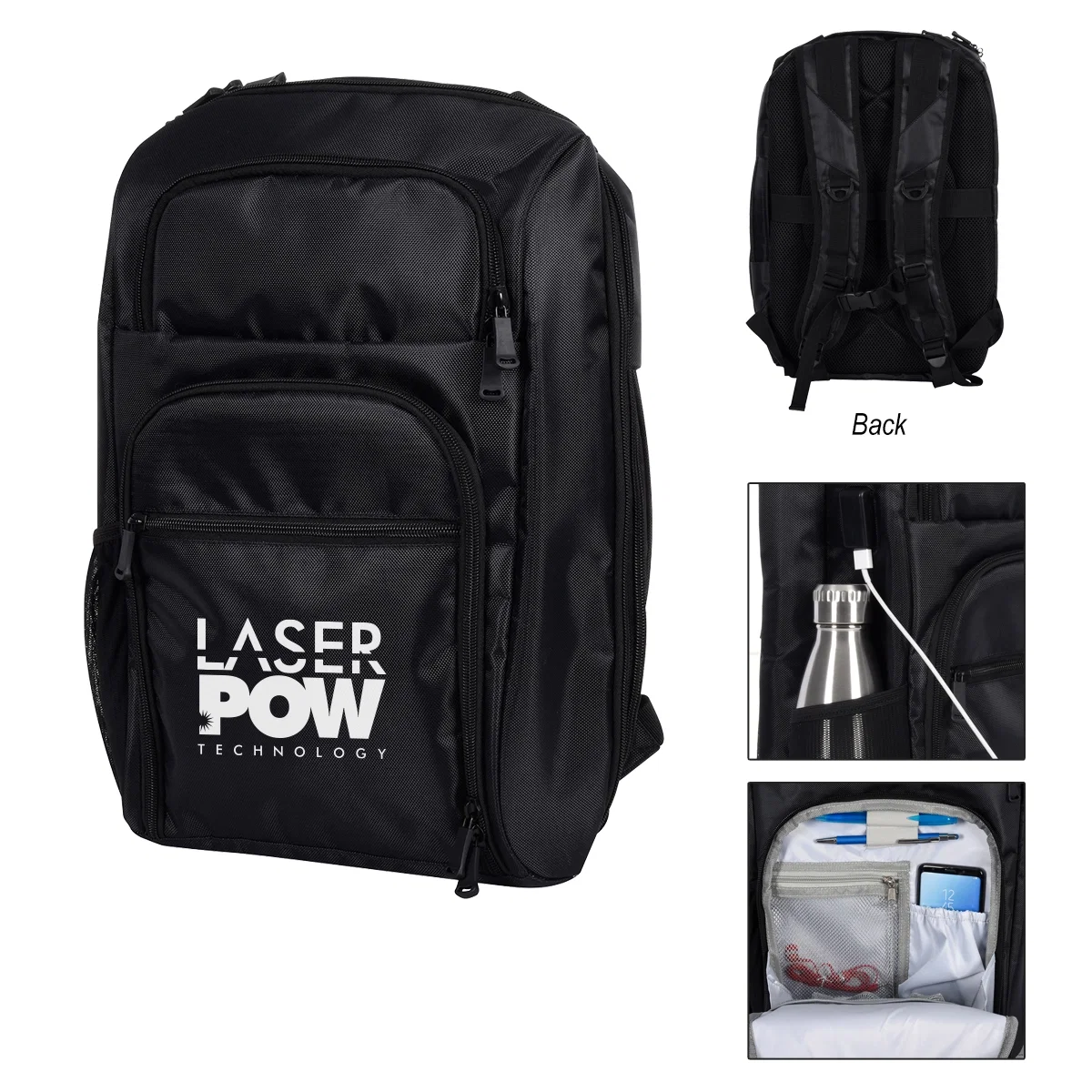 Black travel backpack that converts into a carry briefcase