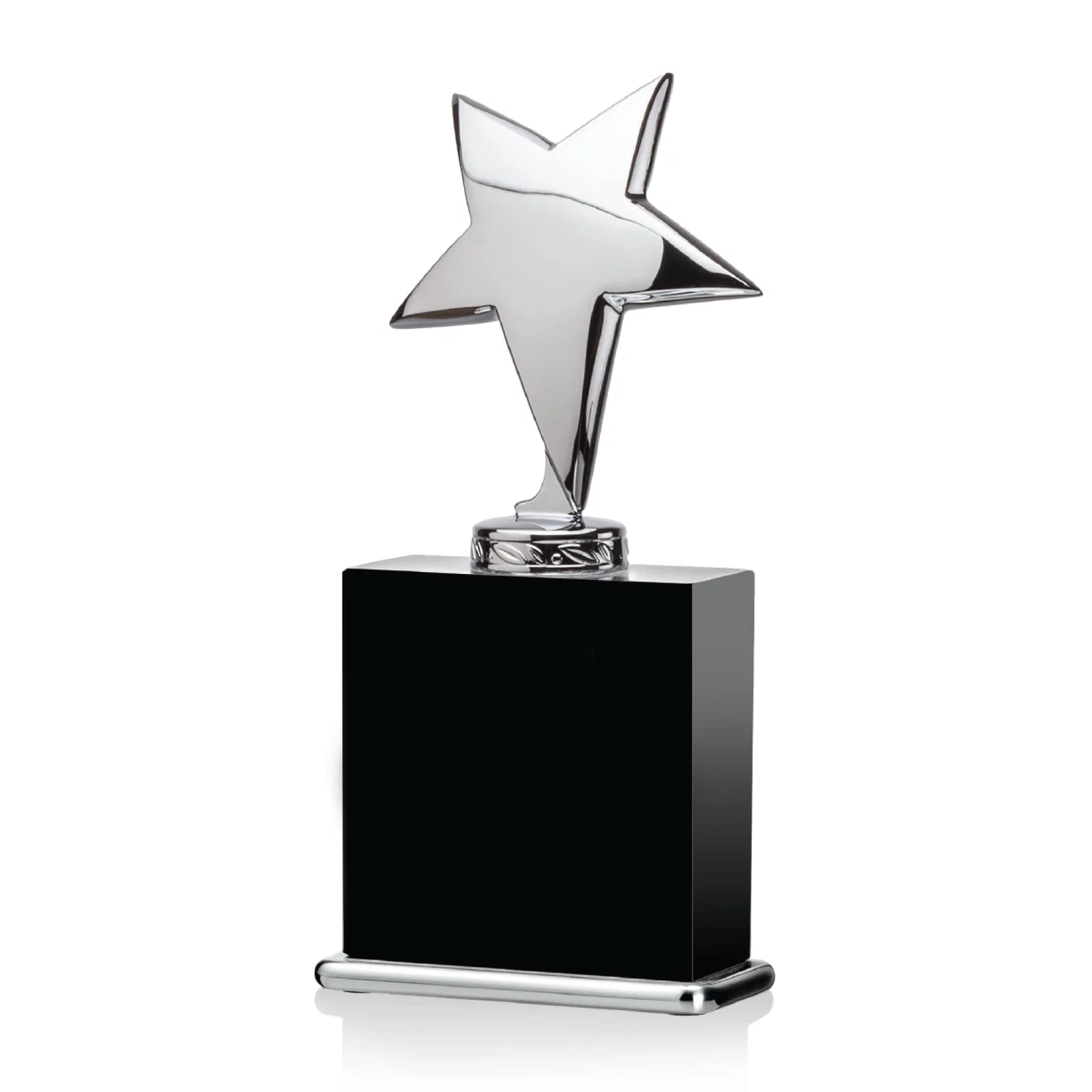Custom Silver Cast Metal Star Award on an Optical Crystal Base for company anniversary events