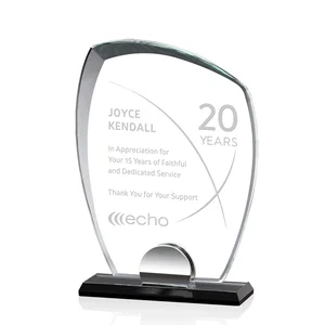 Beveled Starfire Leaf Award with Chrome Accent