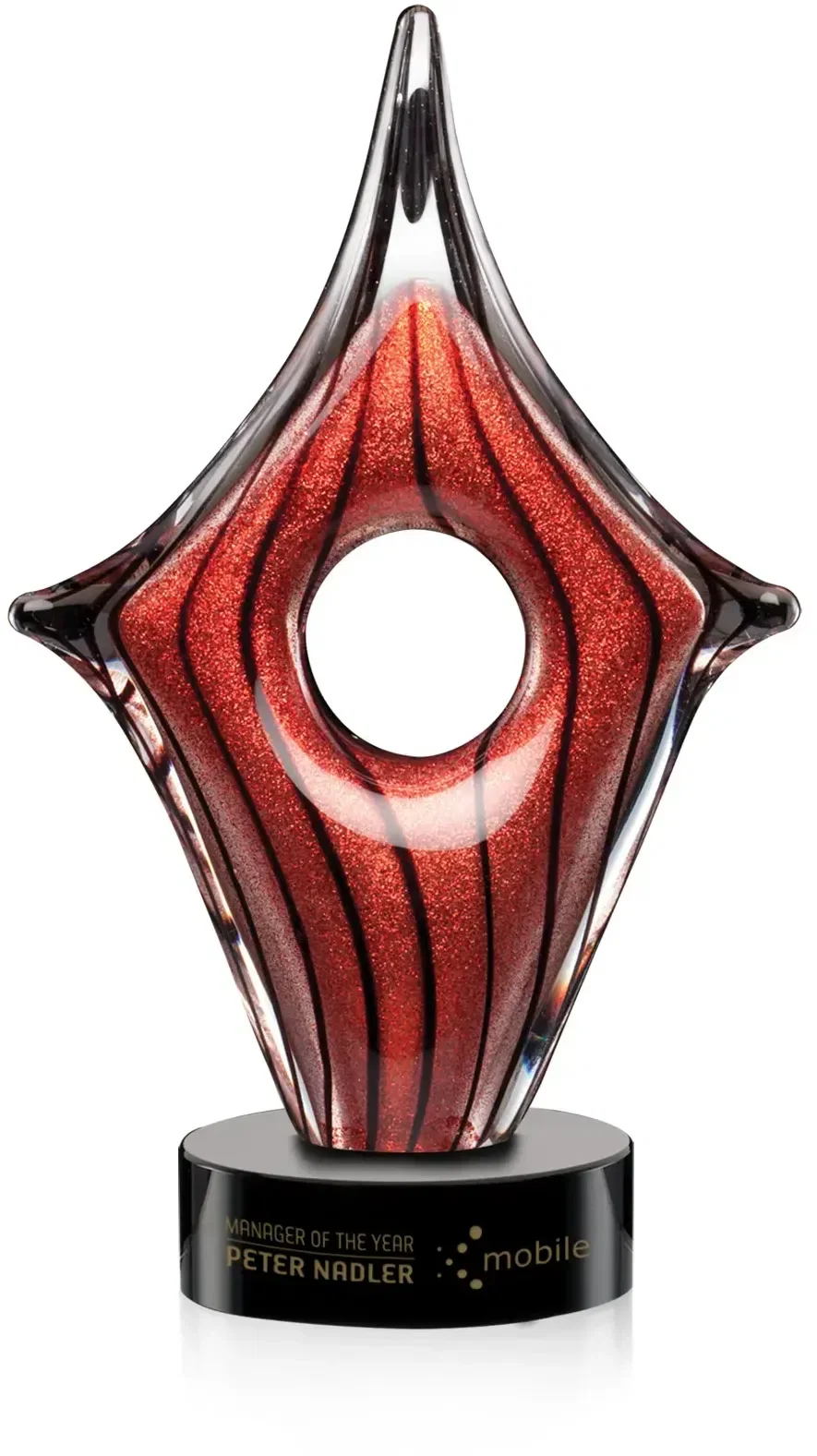 Custom Hand-Blown Rialto Award for Outstanding Performance  — view 2