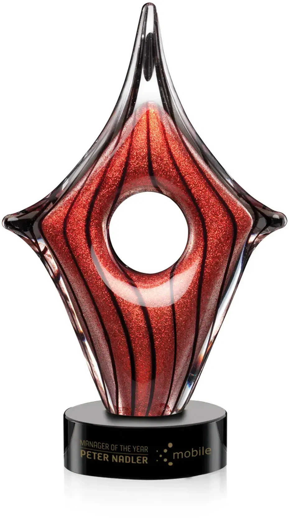 Custom Hand-Blown Rialto Award for Outstanding Performance  — view 3