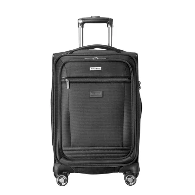 Expandable twenty-inch softside carry-on measuring about twenty-two inches tall