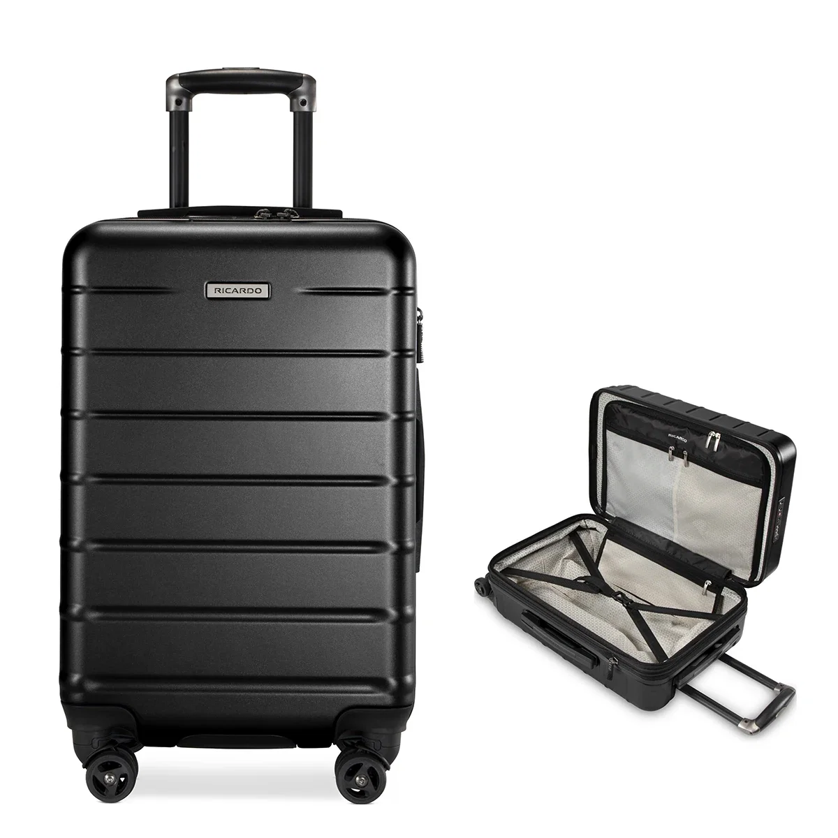 Four spinner wheels under the base of the case