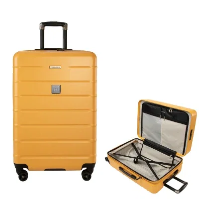 Hardside 24 inch check-in spinner standing upright on its wheels