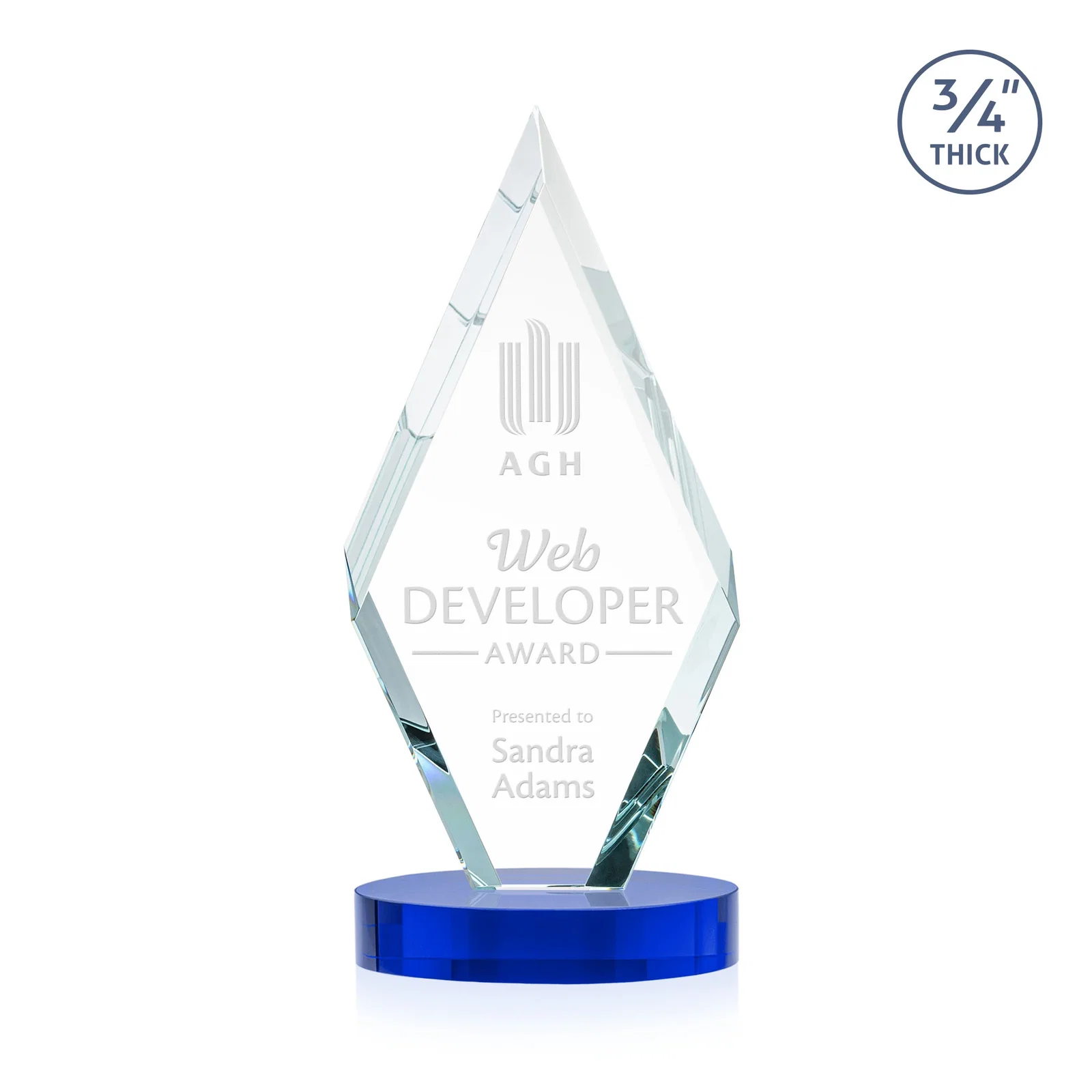 Custom Starfire Crystal Award on a Colored Oval Base, awards for dealer and partner awards