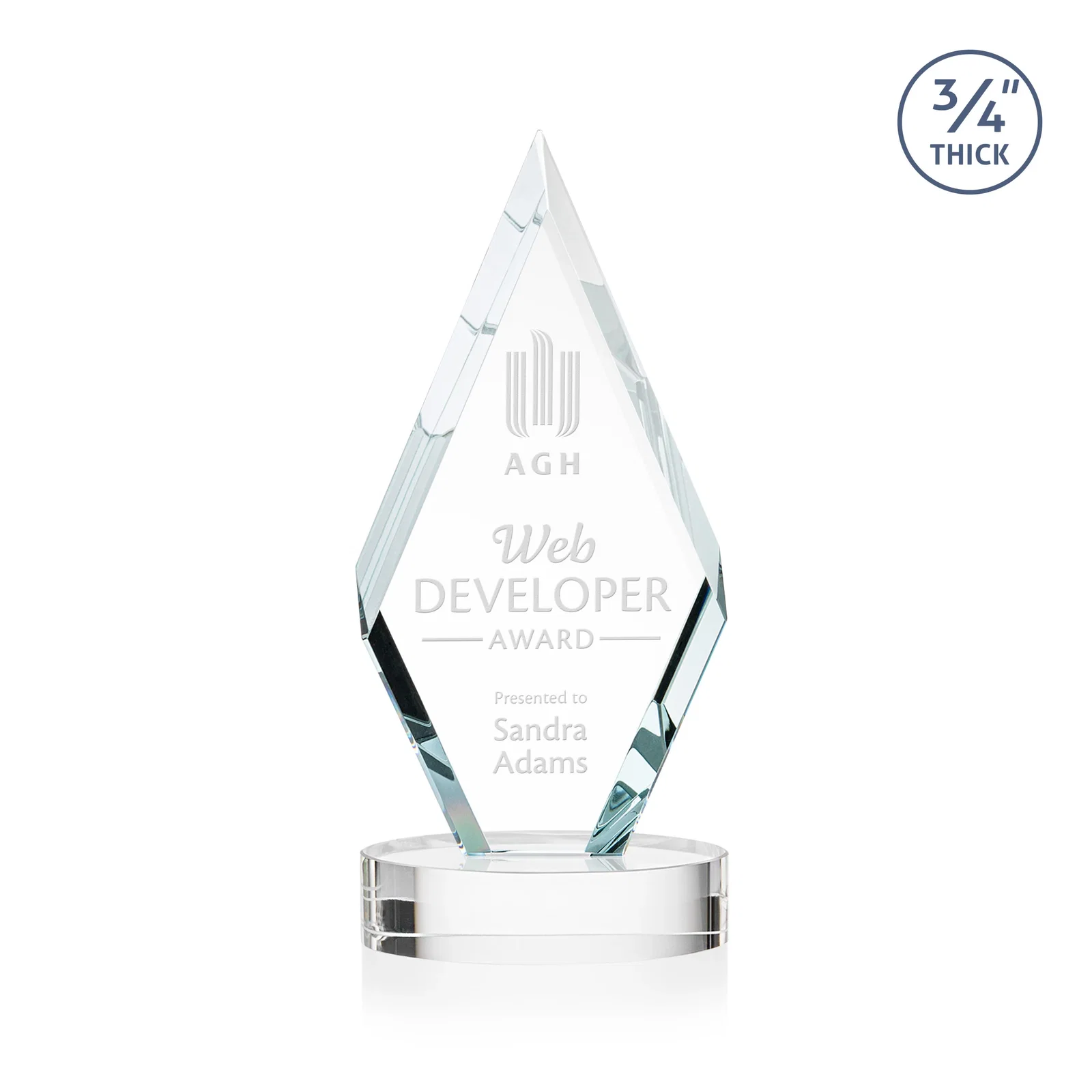 Custom Starfire Crystal Award on a Colored Oval Base, awards for corporate award ceremonies