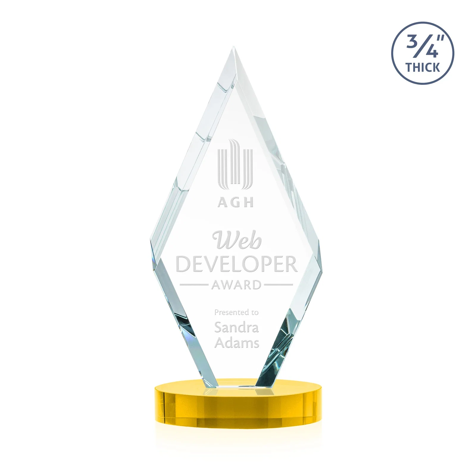 Promotional Starfire Crystal Award on a Colored Oval Base, awards for service anniversary gifts
