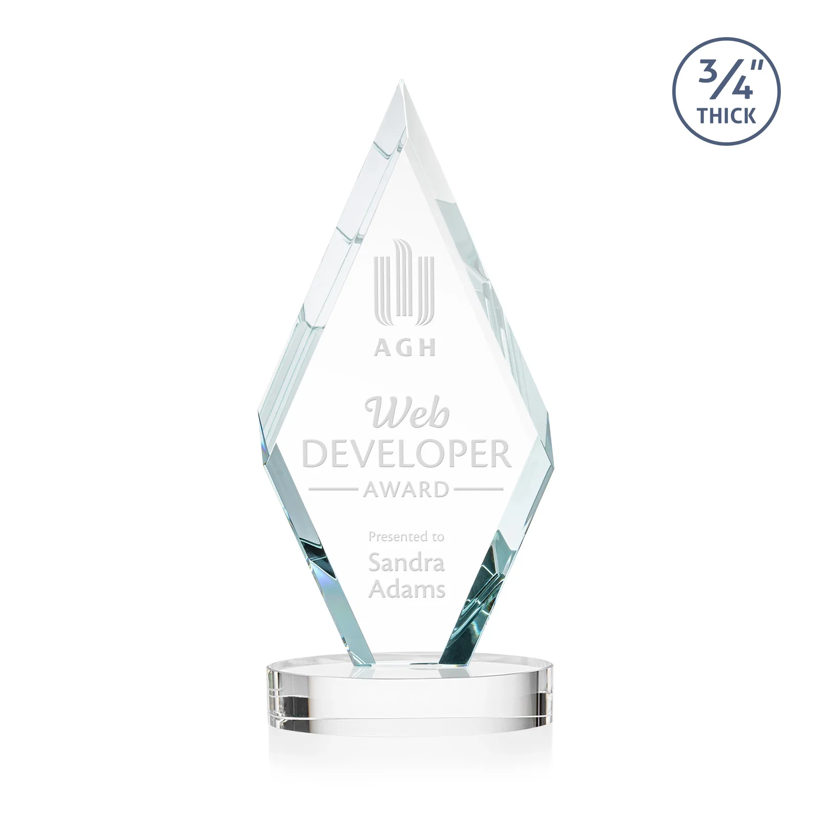 Custom Starfire Crystal Award on a Colored Oval Base, awards for service anniversary gifts
