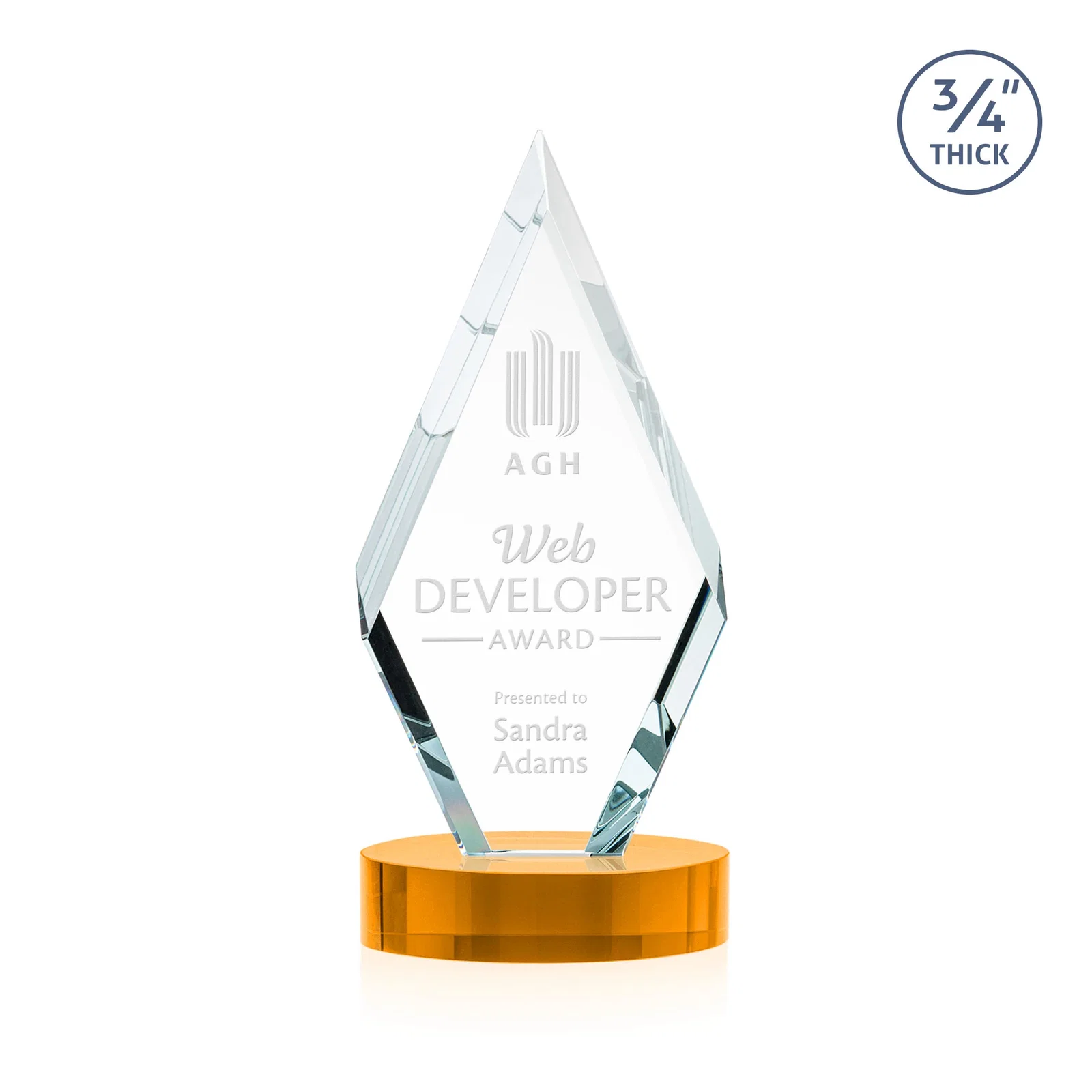 Promotional Starfire Crystal Award on a Colored Oval Base, awards for team milestone celebrations