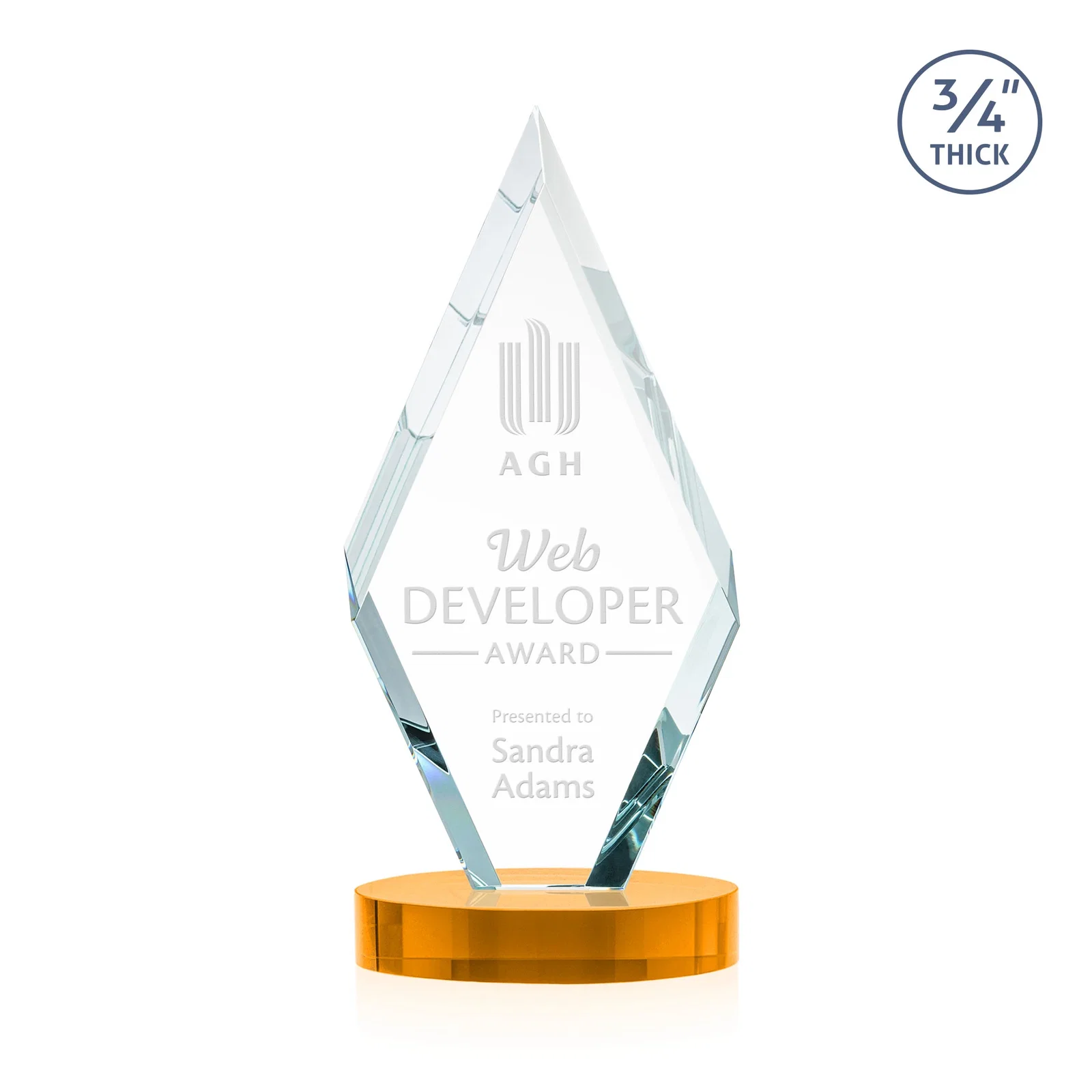 Promotional Starfire Crystal Award on a Colored Oval Base, awards for donor appreciation