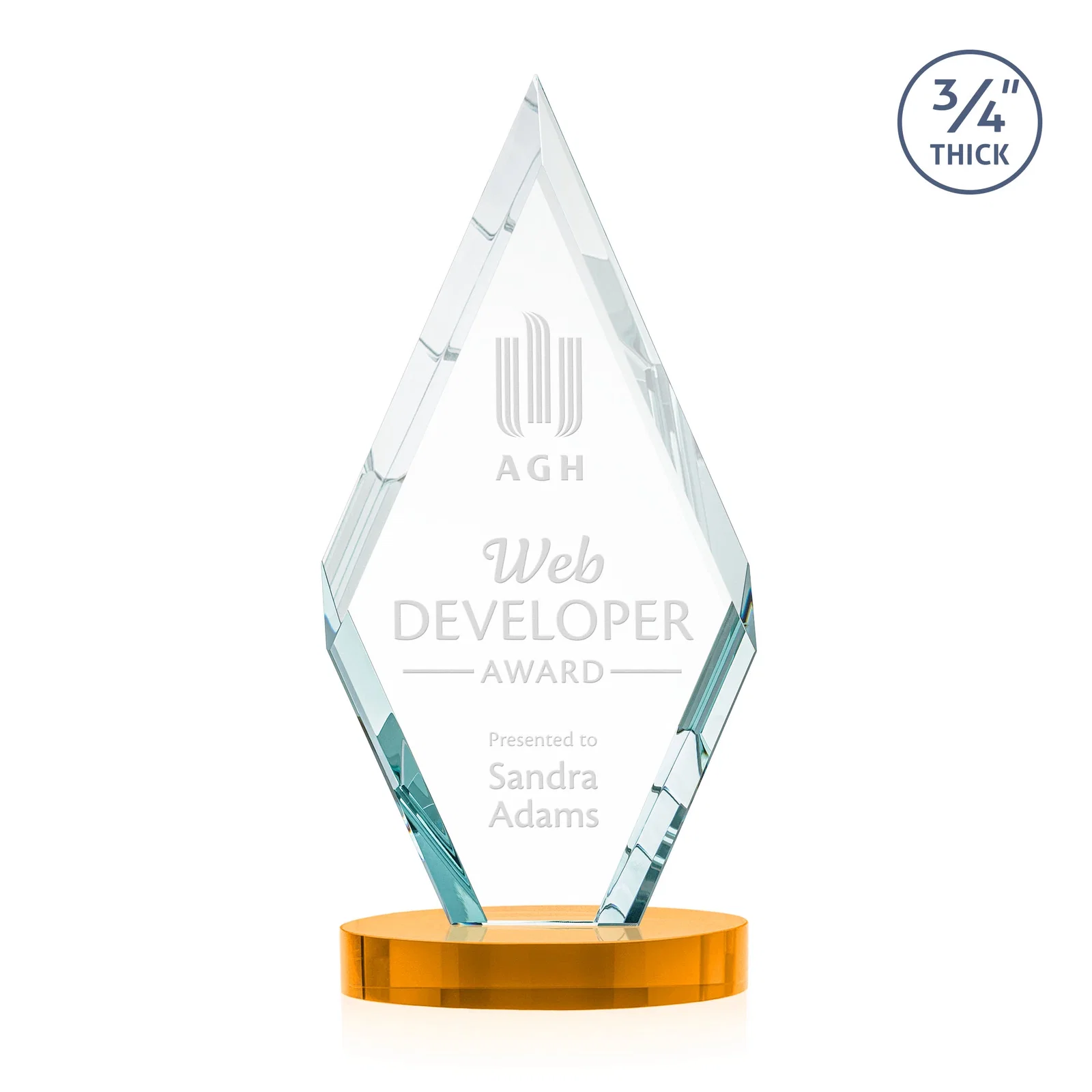 Promotional Starfire Crystal Award on a Colored Oval Base, awards for graduation ceremonies