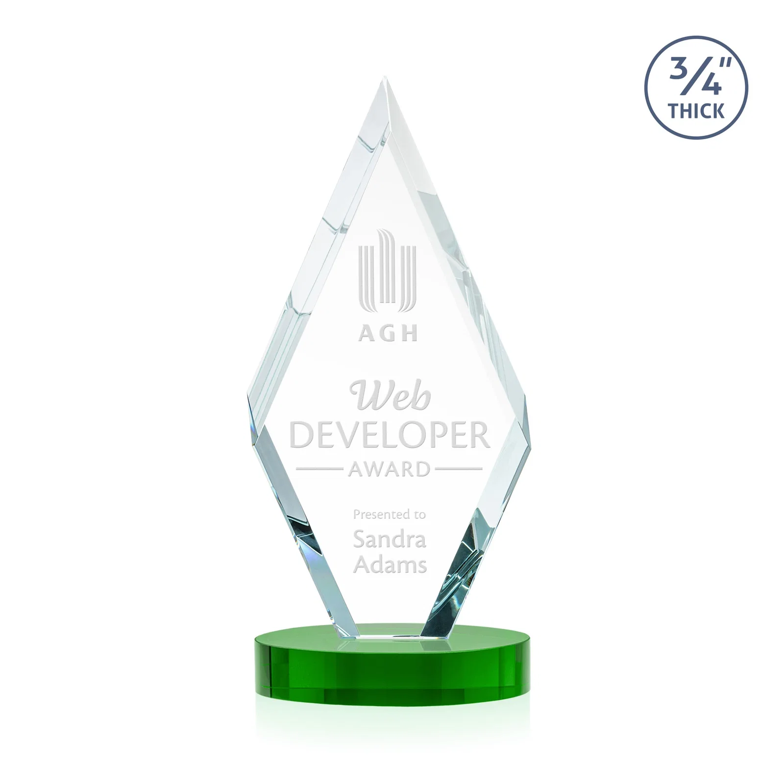Promotional Starfire Crystal Award on a Colored Oval Base, awards for dealer and partner awards