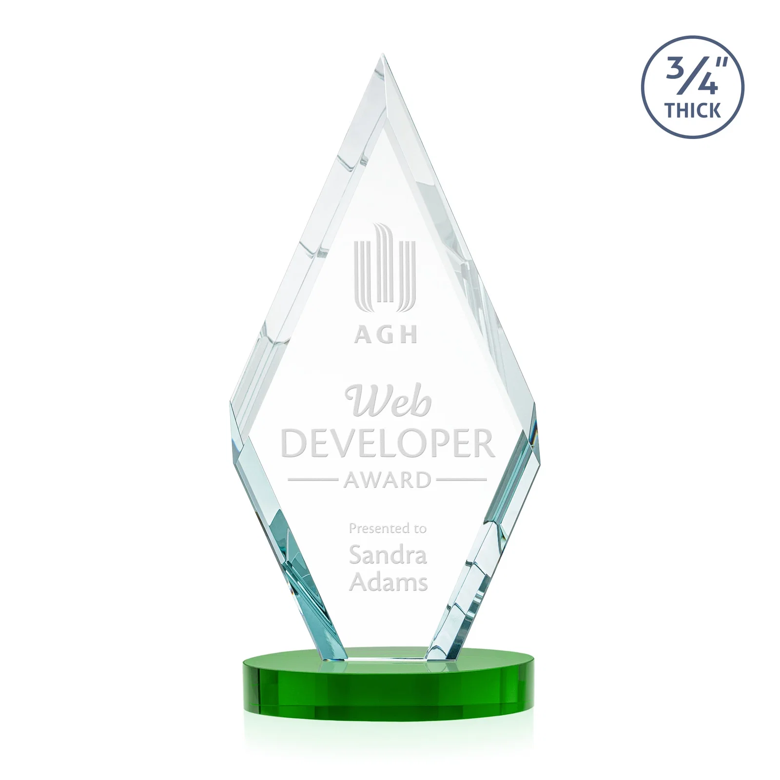 Promotional Starfire Crystal Award on a Colored Oval Base, awards for company anniversary events
