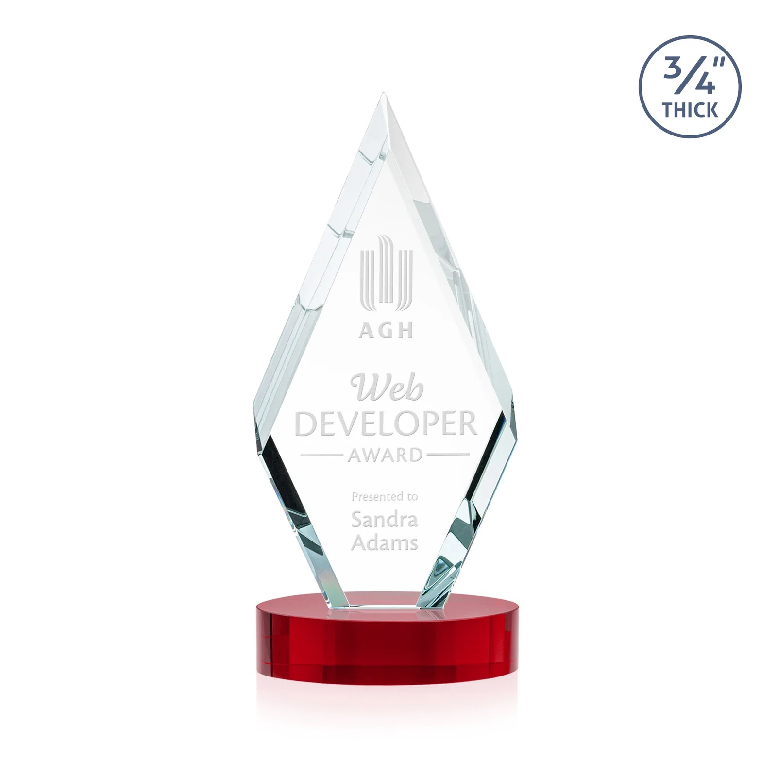 Branded Starfire Crystal Award on a Colored Oval Base, awards for corporate award ceremonies