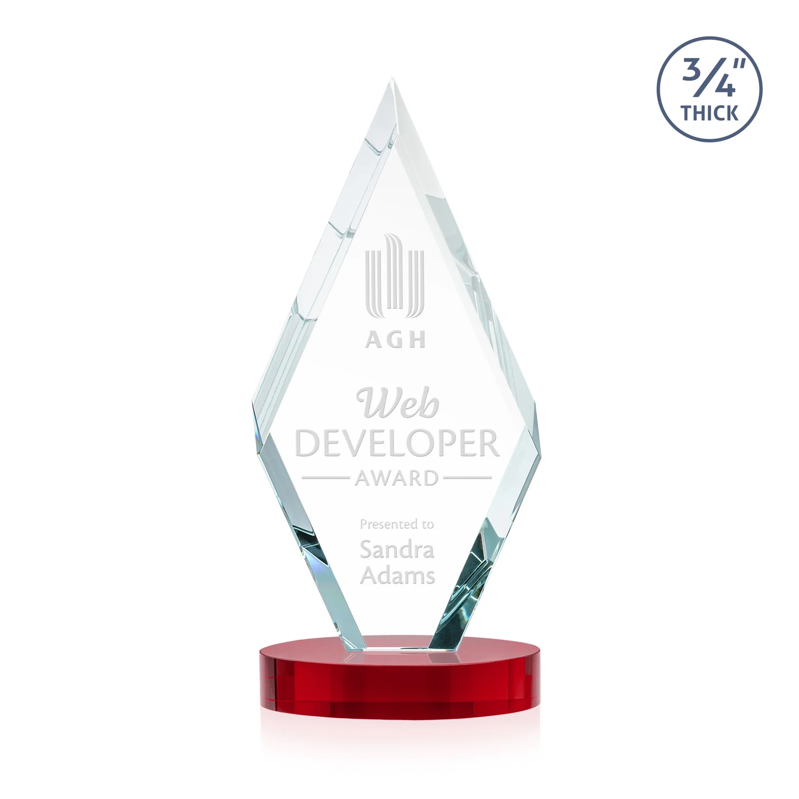 Branded Starfire Crystal Award on a Colored Oval Base, awards for service anniversary gifts