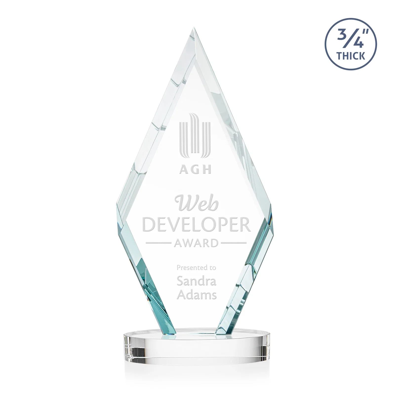 Custom Starfire Crystal Award on a Colored Oval Base, awards for sales achievement awards