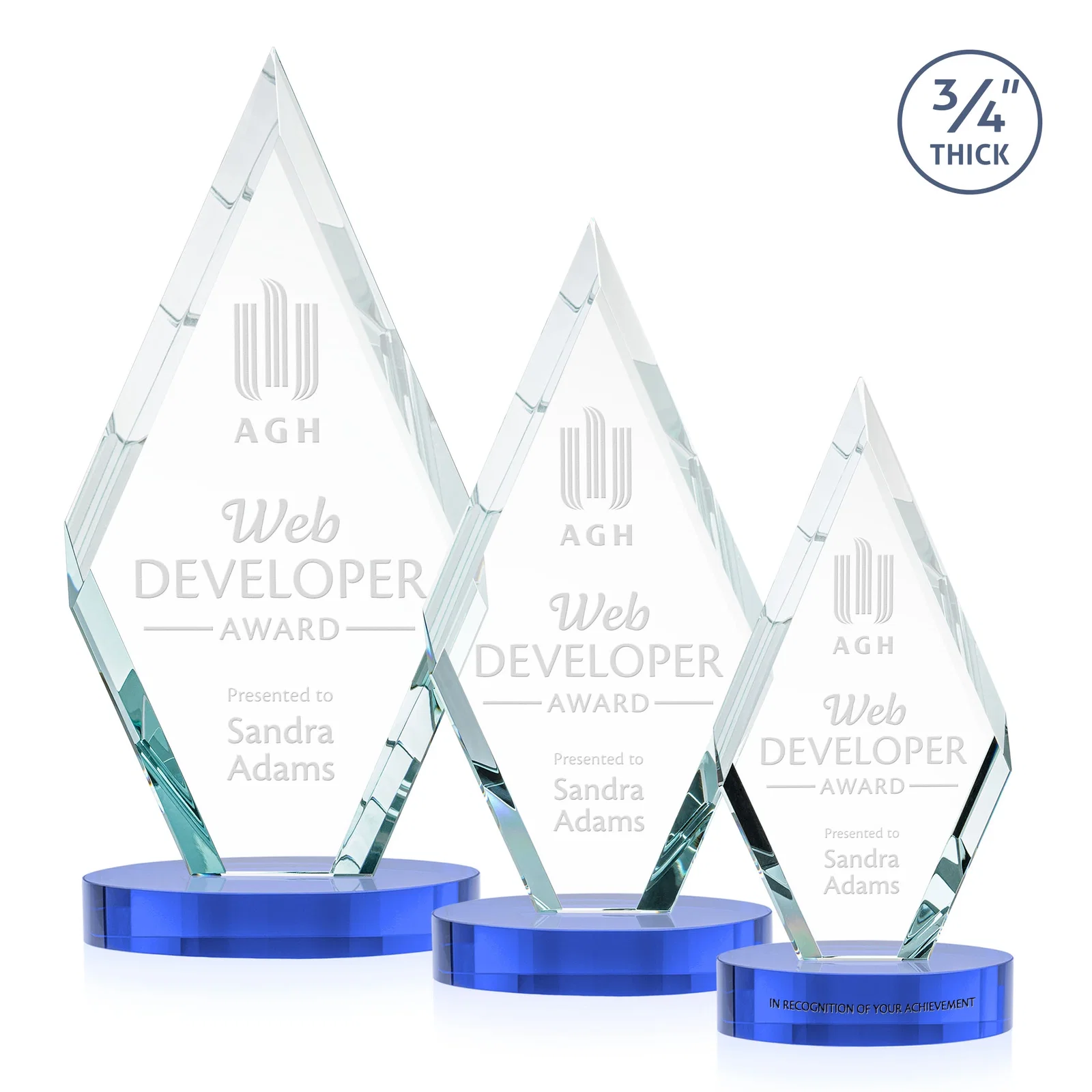 Branded Starfire Crystal Award on a Colored Oval Base, awards for retirement presentations