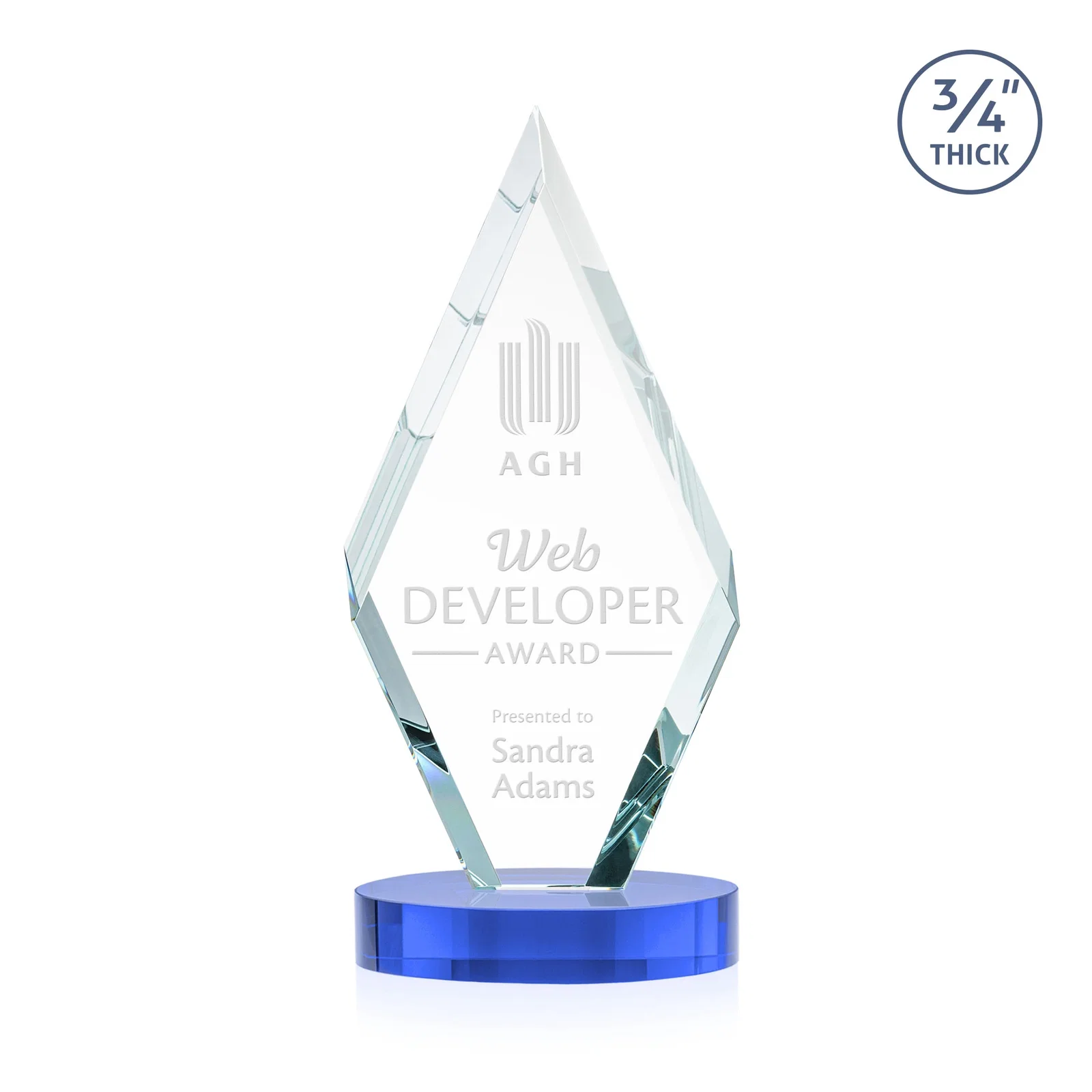 Branded Starfire Crystal Award on a Colored Oval Base, awards for donor appreciation