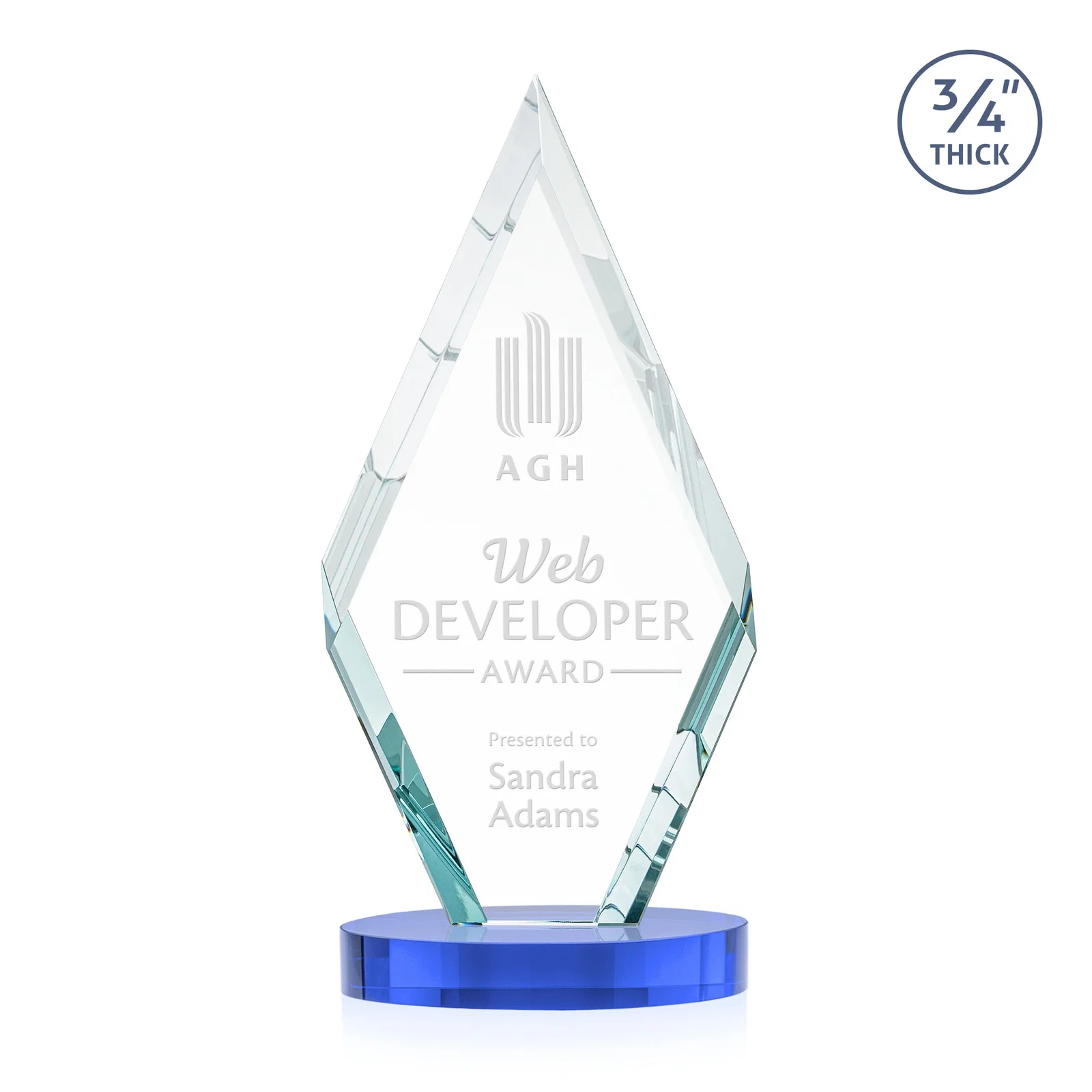 Branded Starfire Crystal Award on a Colored Oval Base, awards for graduation ceremonies