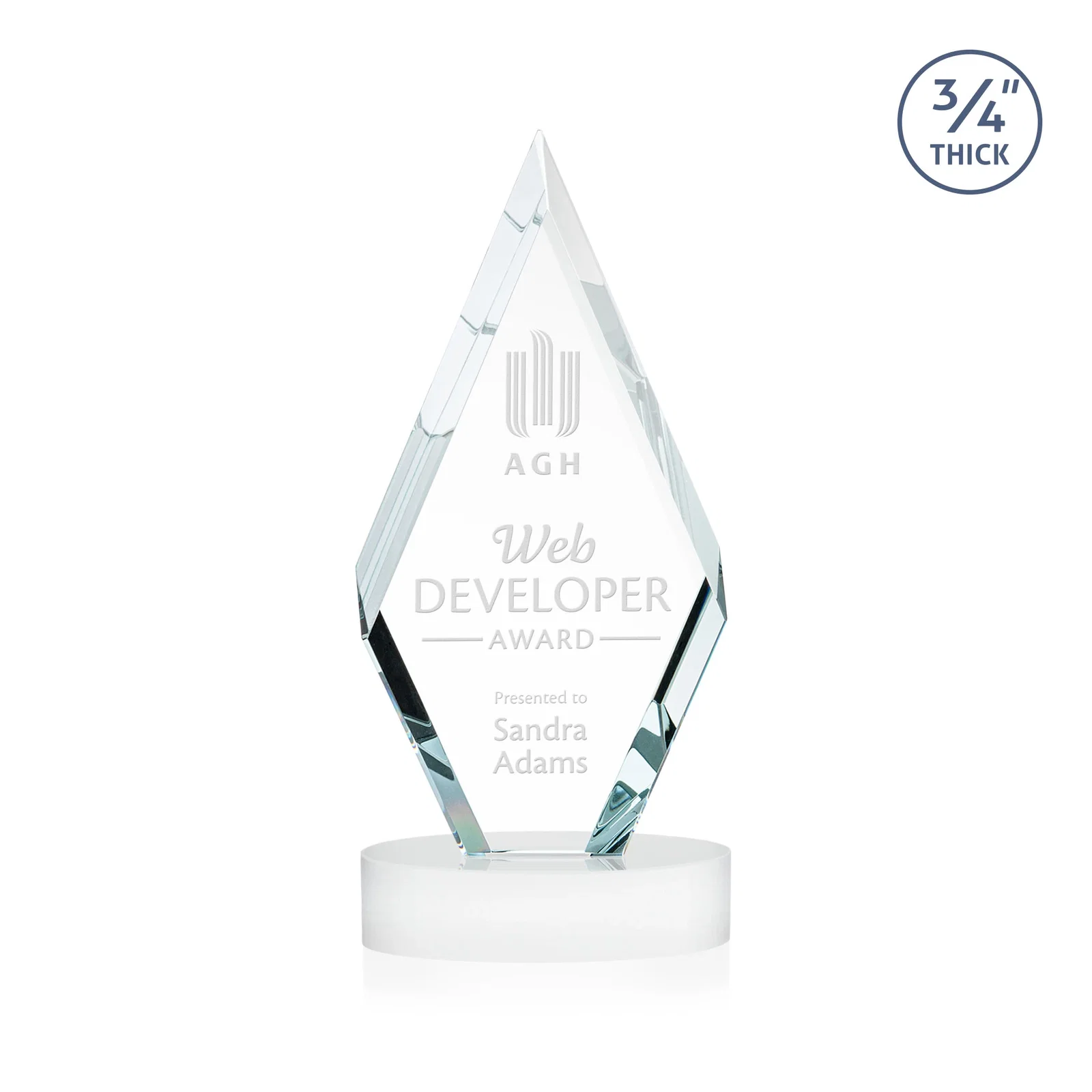 Branded Starfire Crystal Award on a Colored Oval Base, awards for volunteer appreciation