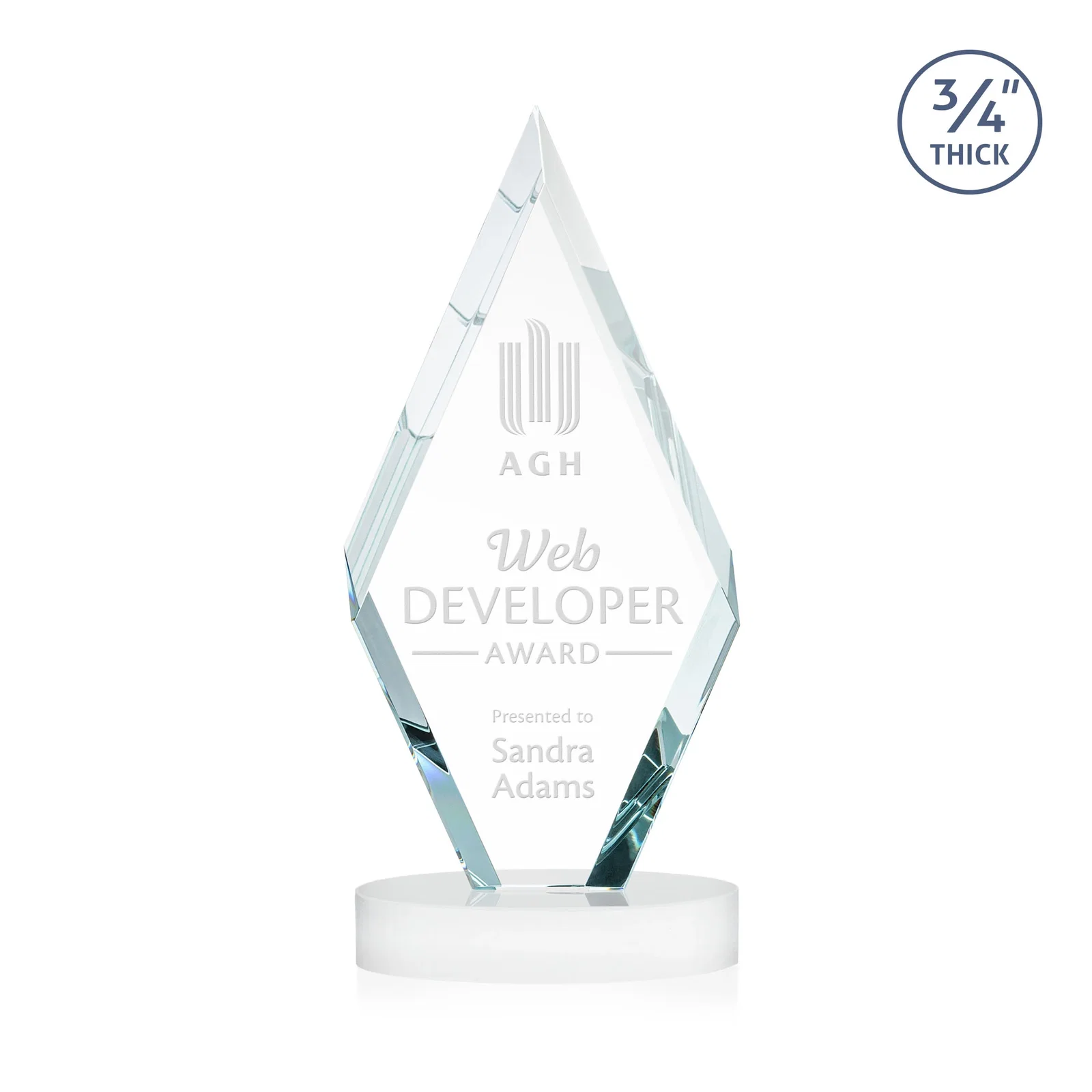 Branded Starfire Crystal Award on a Colored Oval Base, awards for dealer and partner awards