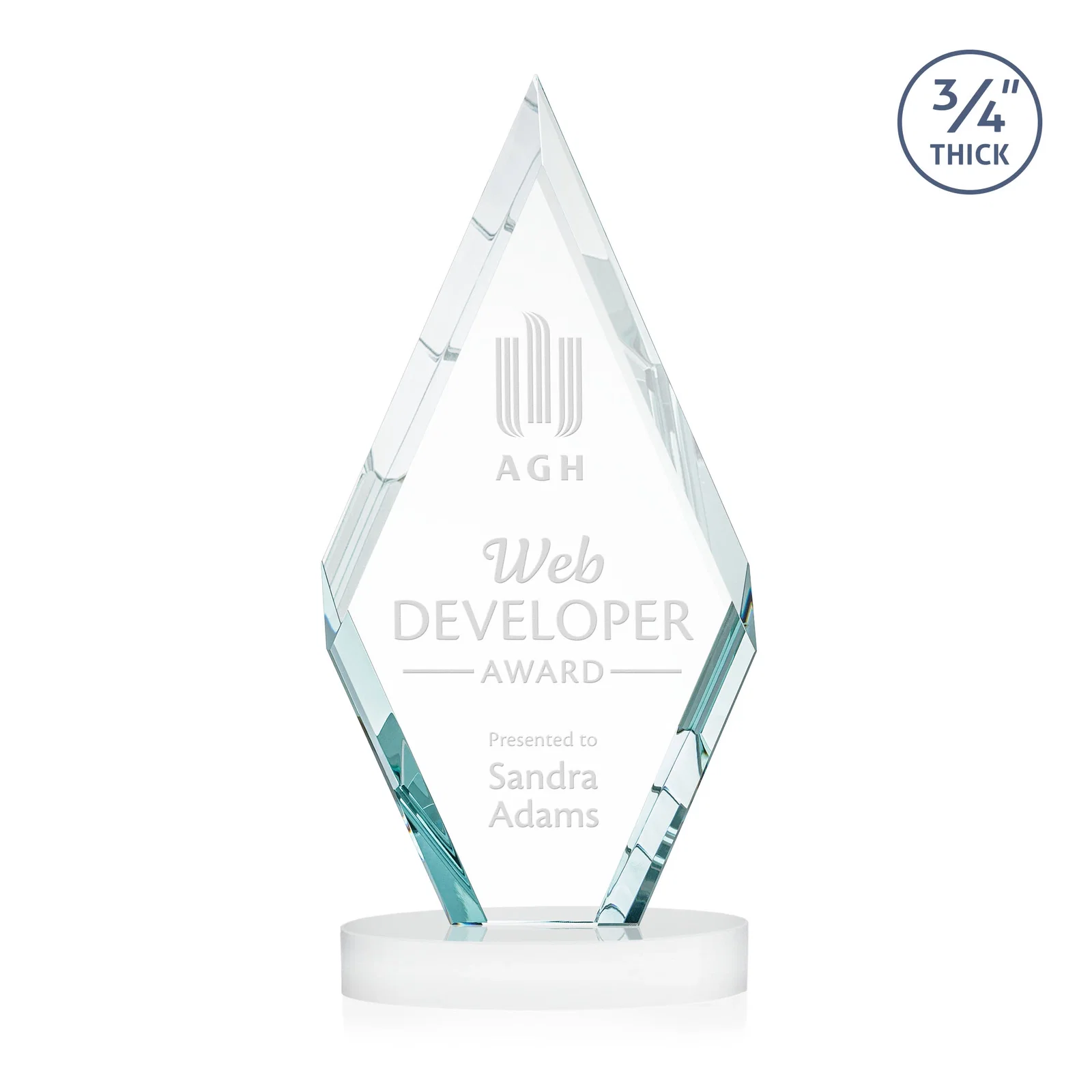 Branded Starfire Crystal Award on a Colored Oval Base, awards for company anniversary events