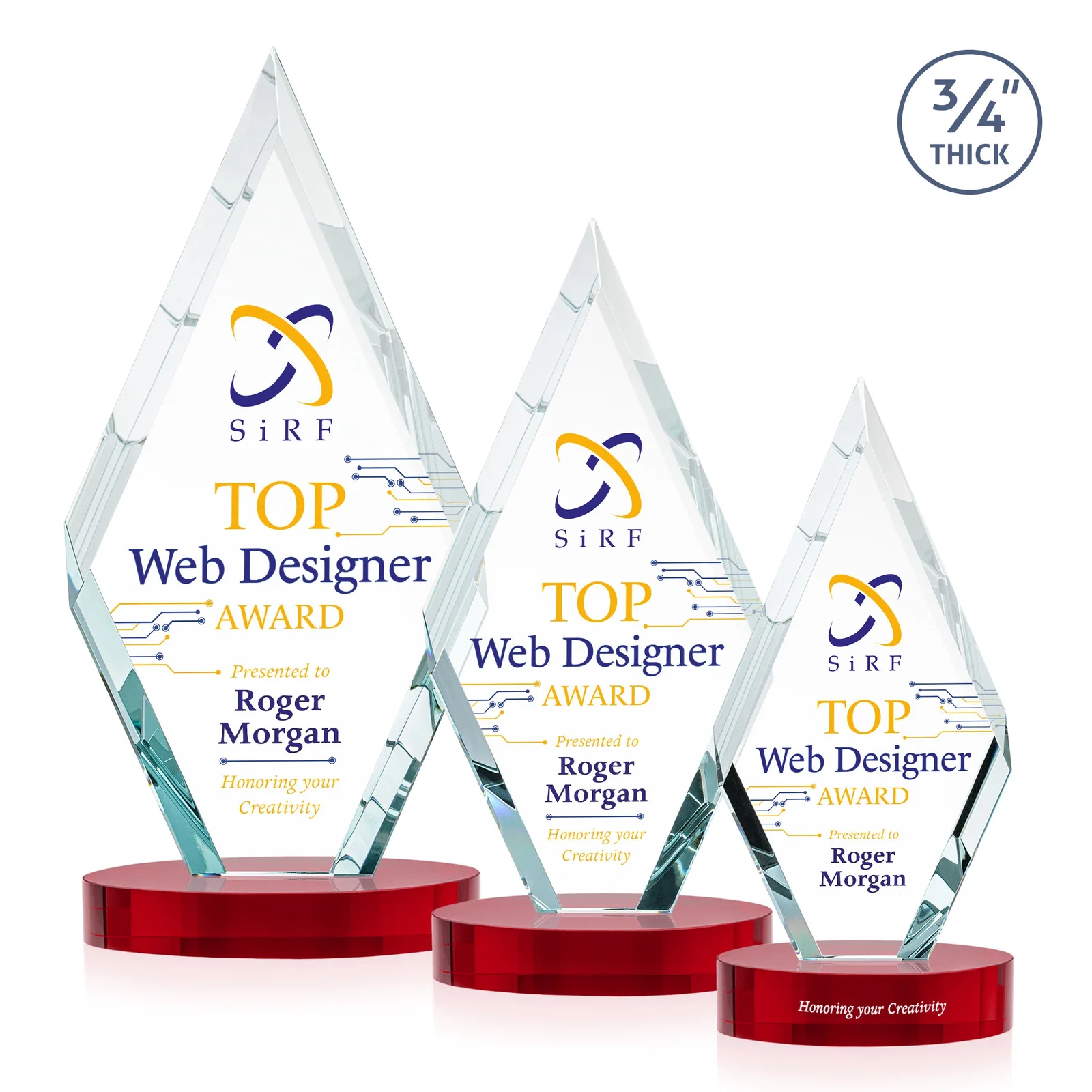 Customized Starfire Crystal Award on a Colored Oval Base, awards for employee recognition