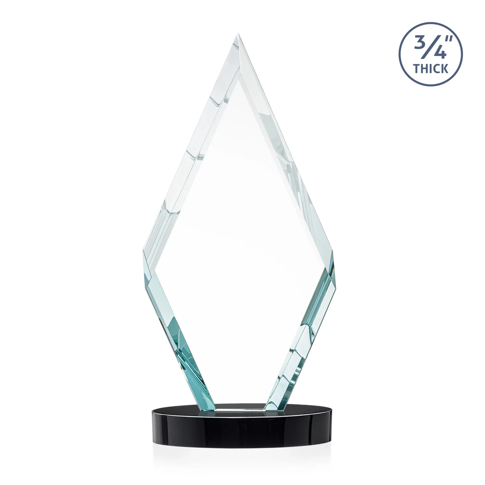 Custom engraved Starfire Crystal Award on a Colored Oval Base, awards for team milestone celebrations