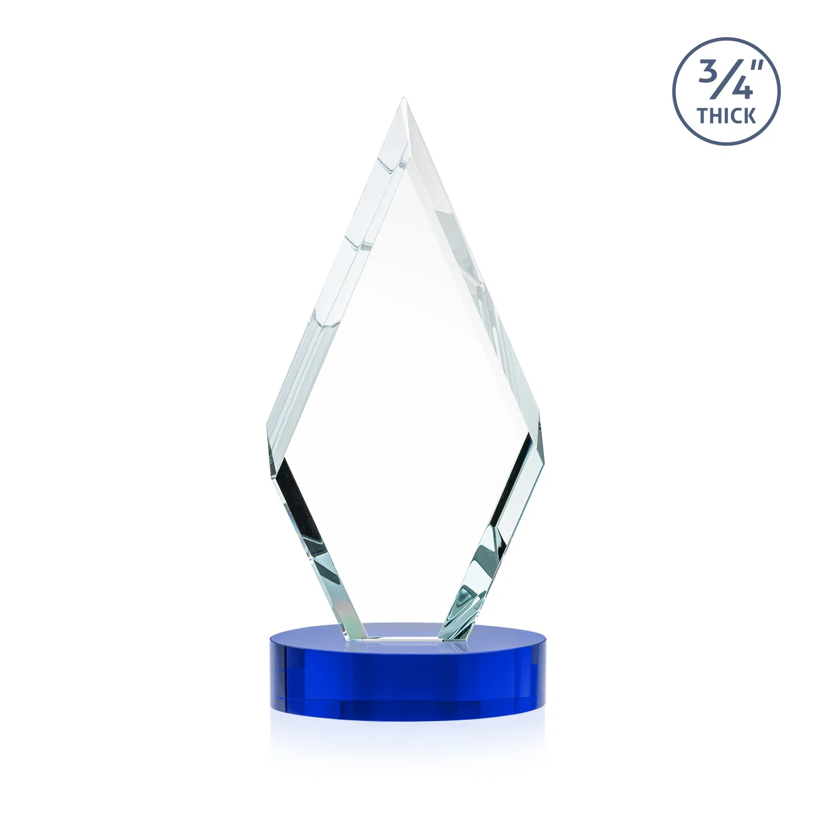 Custom engraved Starfire Crystal Award on a Colored Oval Base, awards for donor appreciation
