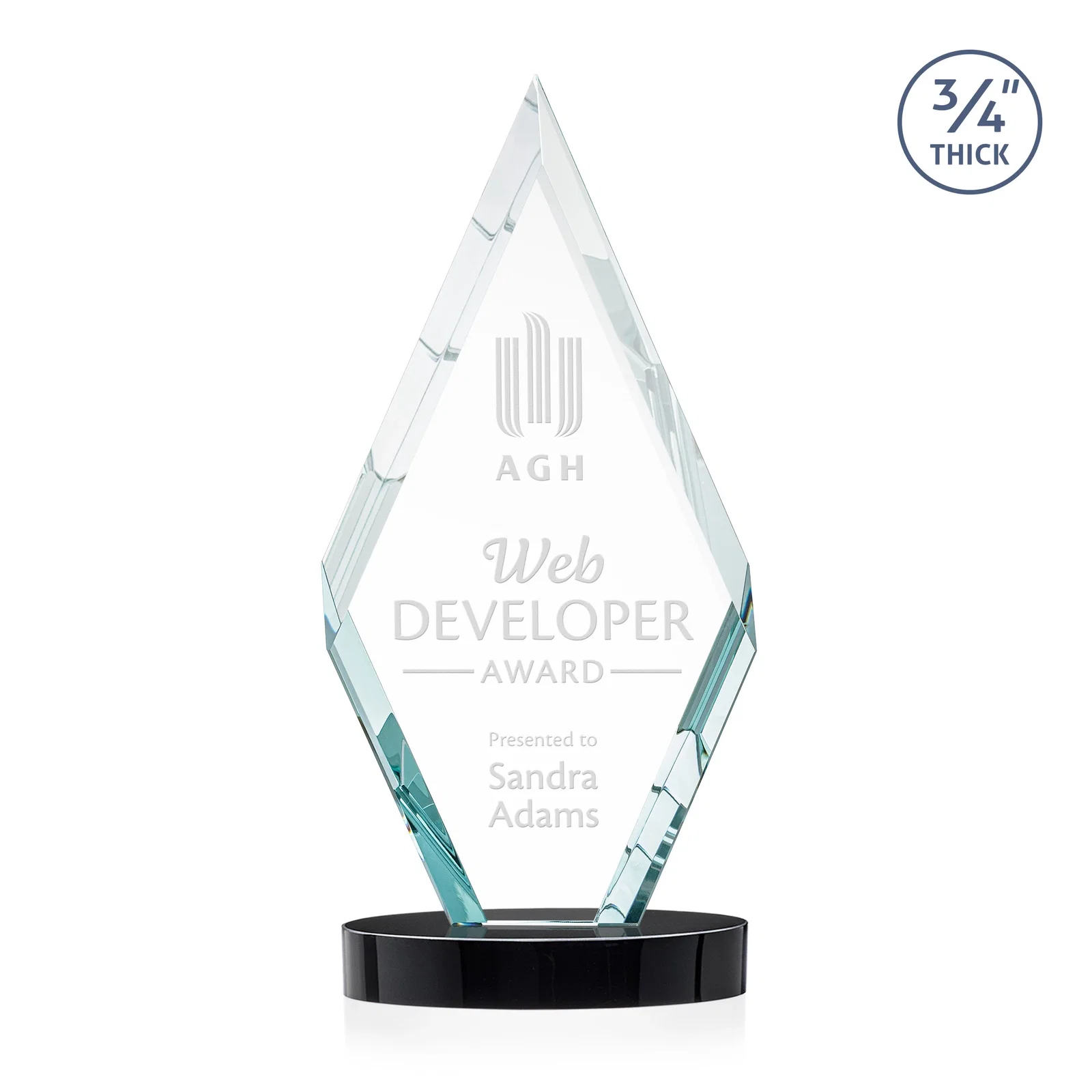 Custom Starfire Crystal Award on a Colored Oval Base, awards for graduation ceremonies