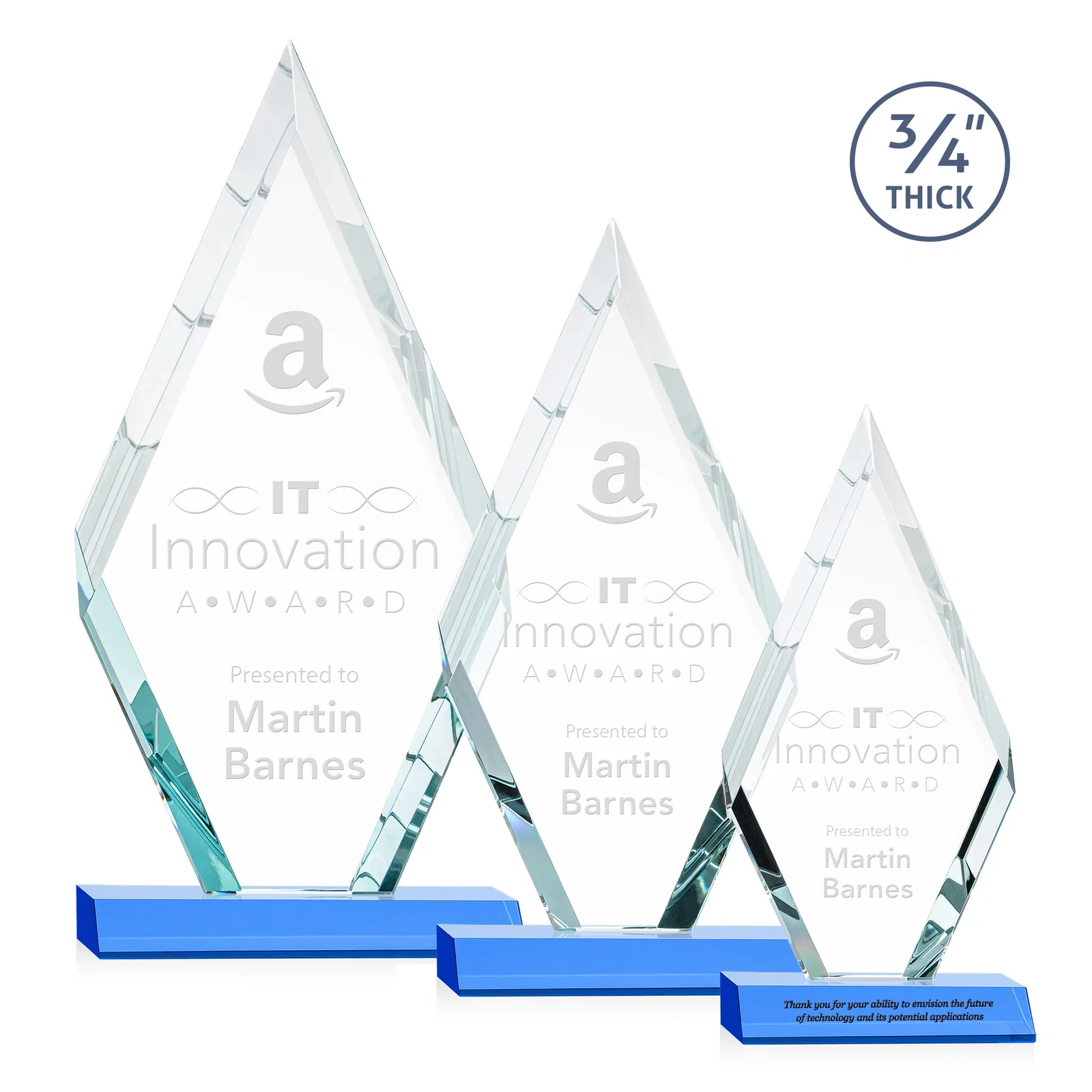 Promotional Starfire Crystal Diamond Award on a Front-Mitered Base, awards for corporate award ceremonies