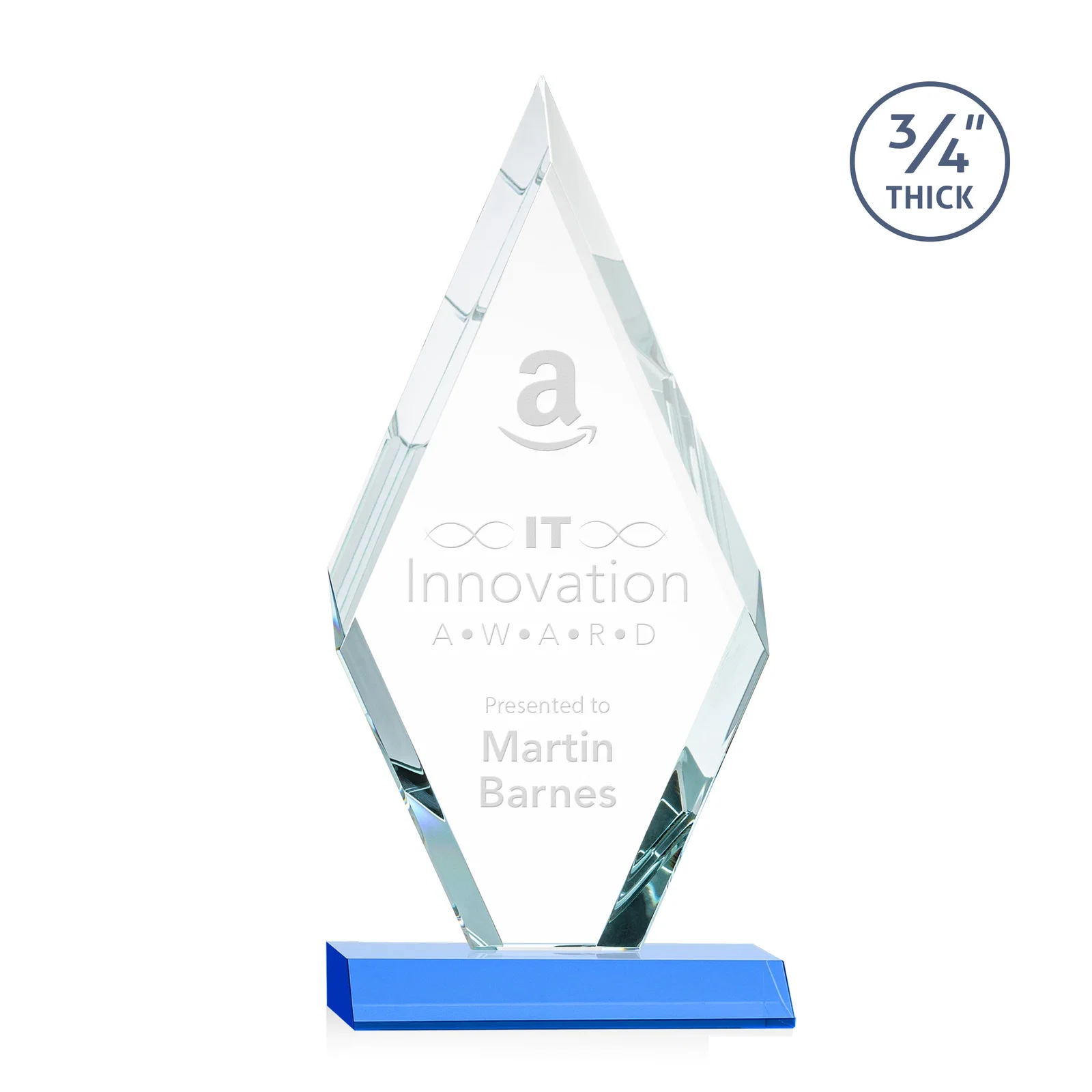 Promotional Starfire Crystal Diamond Award on a Front-Mitered Base, awards for sales achievement awards