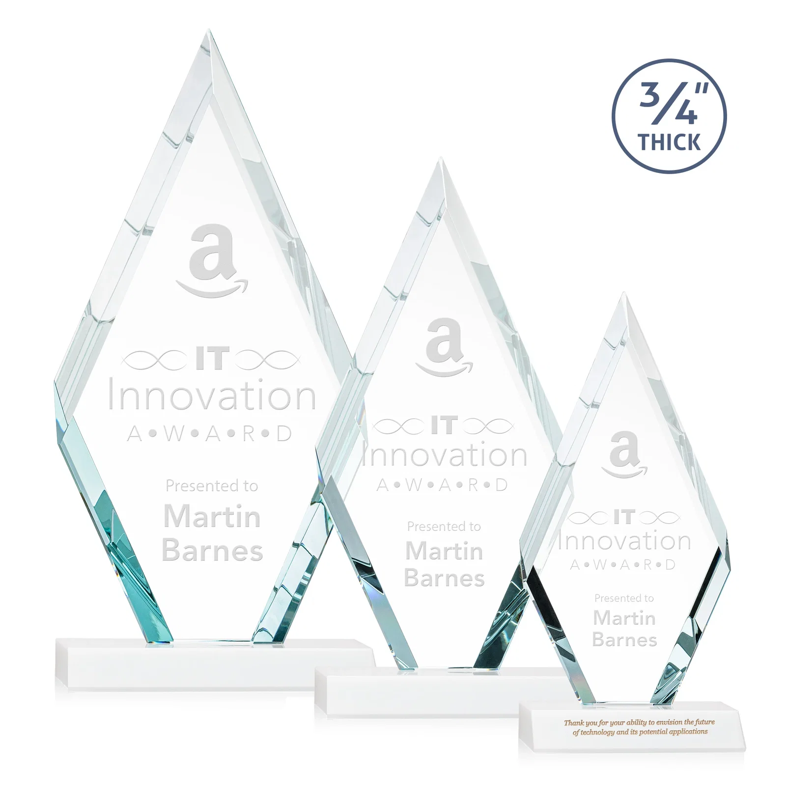 Promotional Starfire Crystal Diamond Award on a Front-Mitered Base, awards for team milestone celebrations