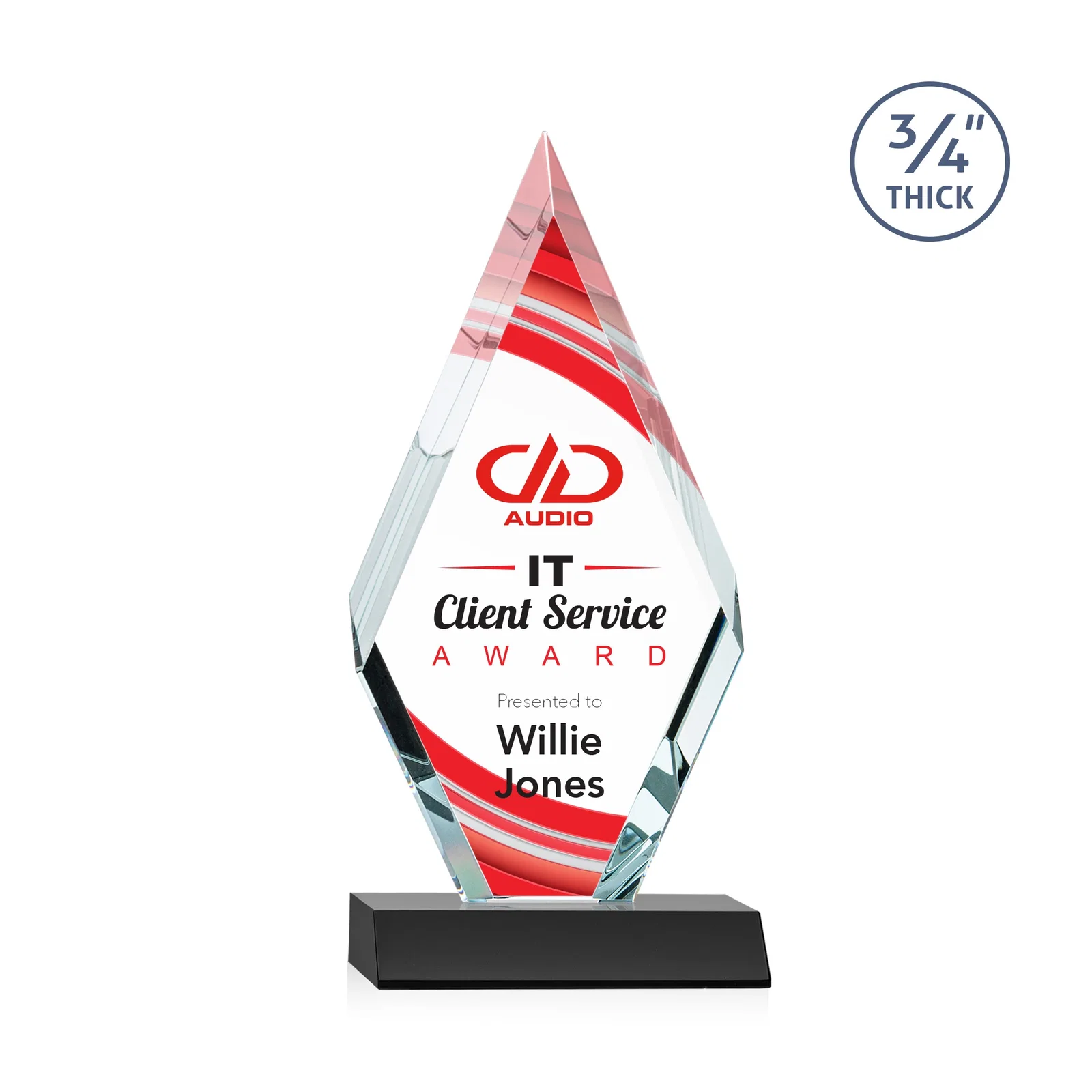Branded Starfire Crystal Diamond Award on a Front-Mitered Base, awards for dealer and partner awards
