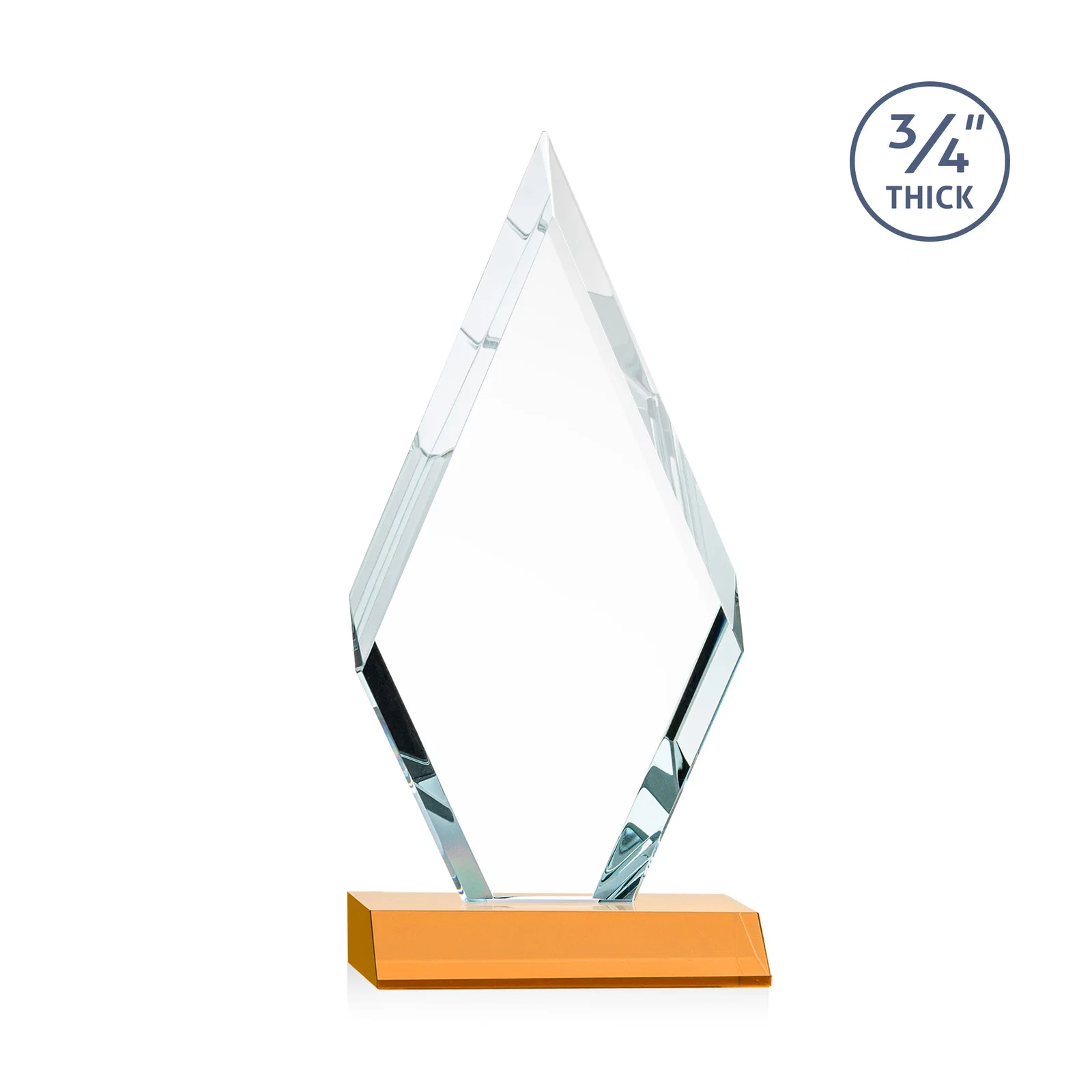 Customized Starfire Crystal Diamond Award on a Front-Mitered Base, awards for safety achievement programs