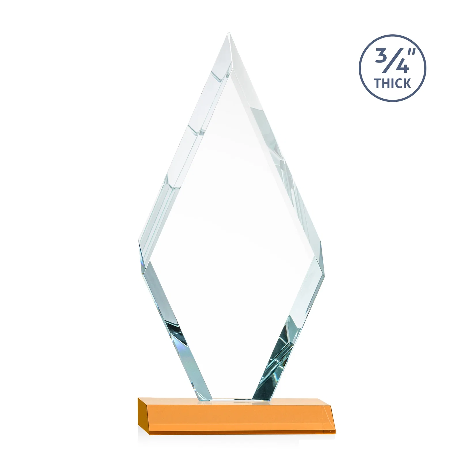 Customized Starfire Crystal Diamond Award on a Front-Mitered Base, awards for volunteer appreciation