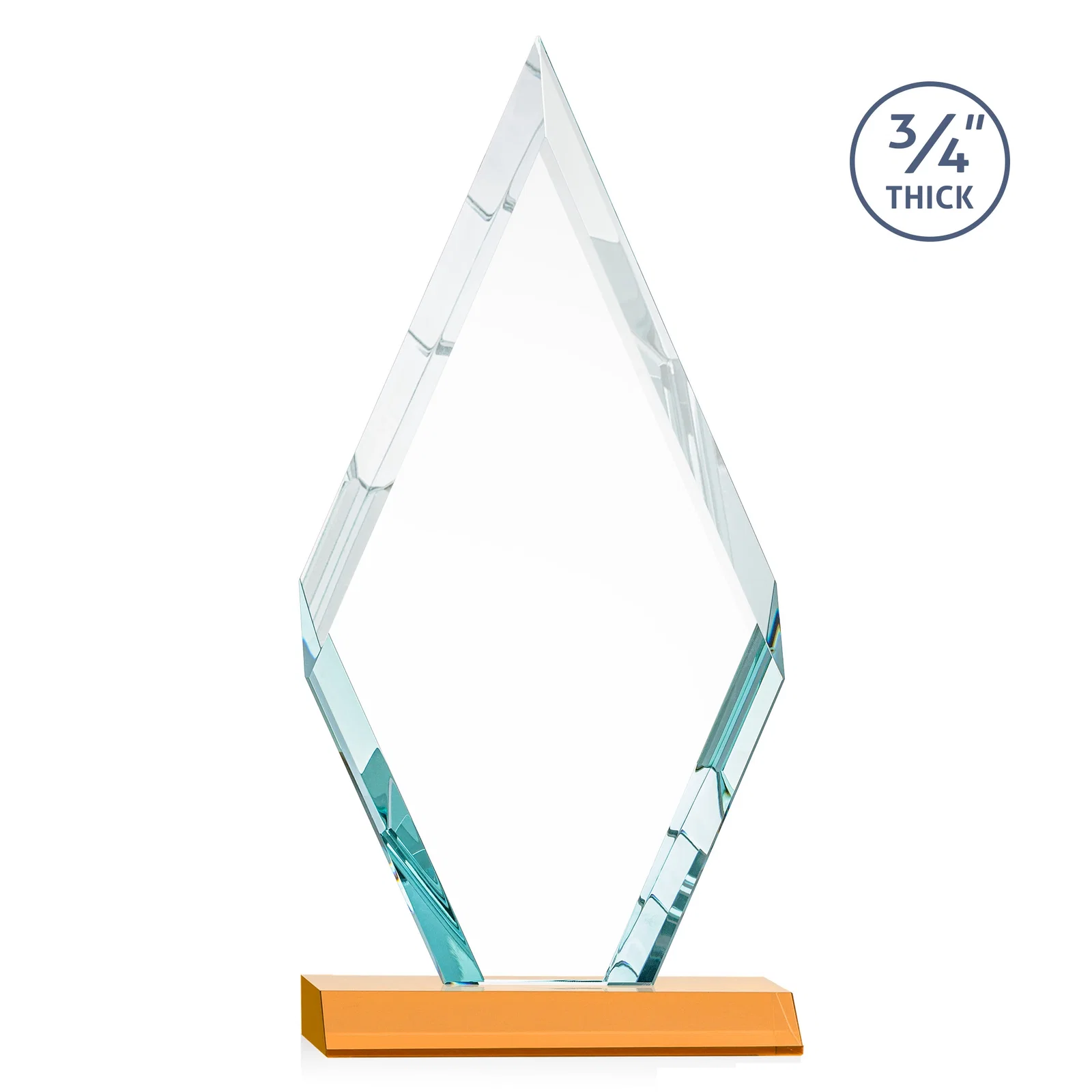 Customized Starfire Crystal Diamond Award on a Front-Mitered Base, awards for dealer and partner awards