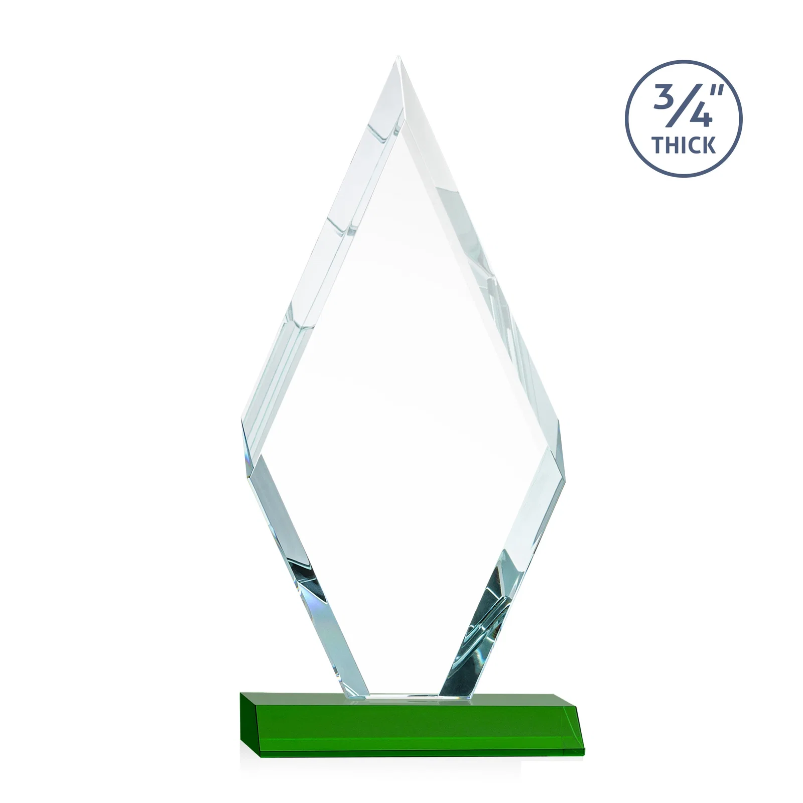 Custom engraved Starfire Crystal Diamond Award on a Front-Mitered Base, awards for employee recognition