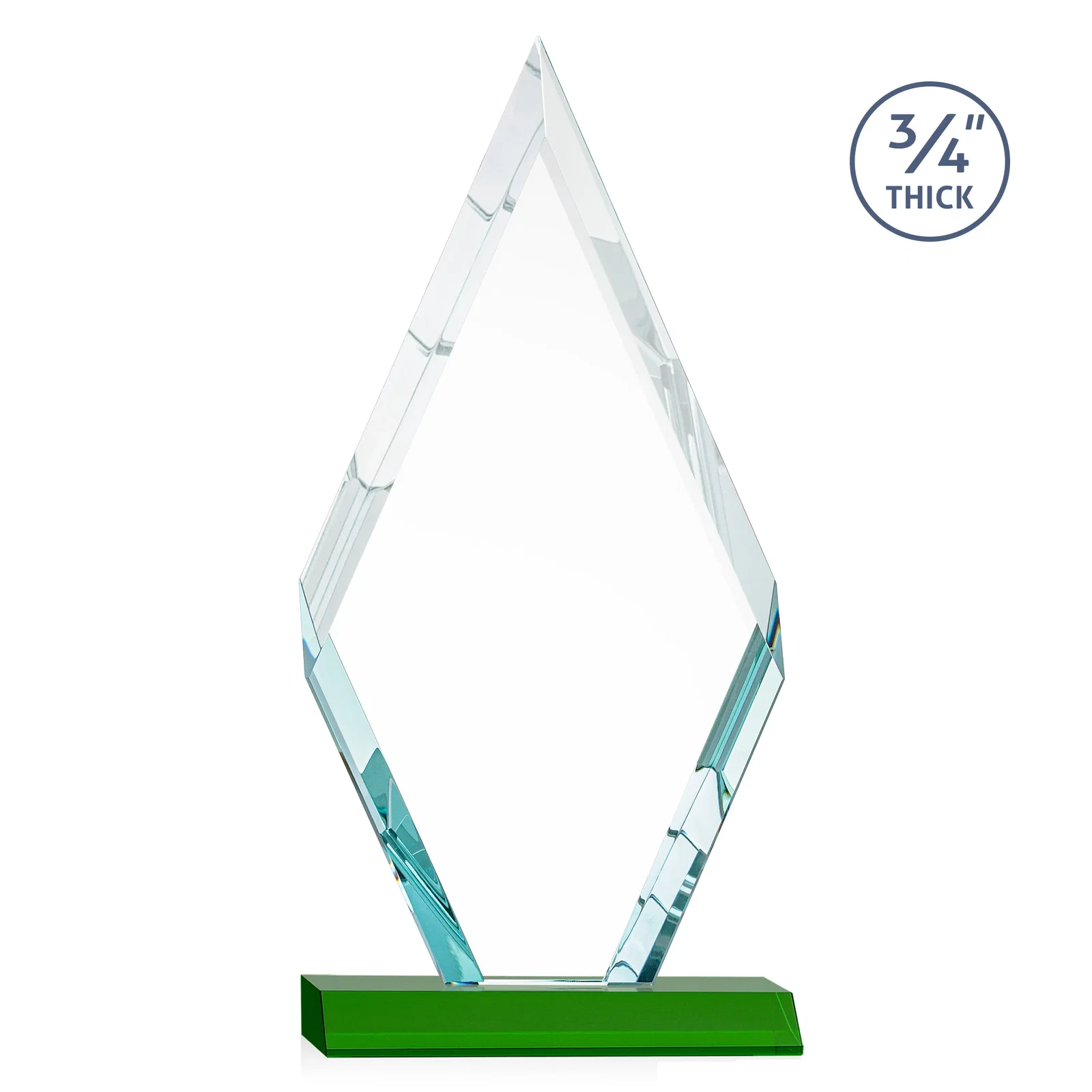 Custom engraved Starfire Crystal Diamond Award on a Front-Mitered Base, awards for corporate award ceremonies