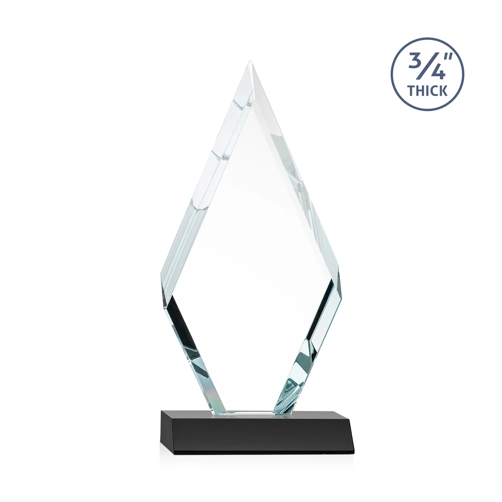 Custom engraved Starfire Crystal Diamond Award on a Front-Mitered Base, awards for service anniversary gifts
