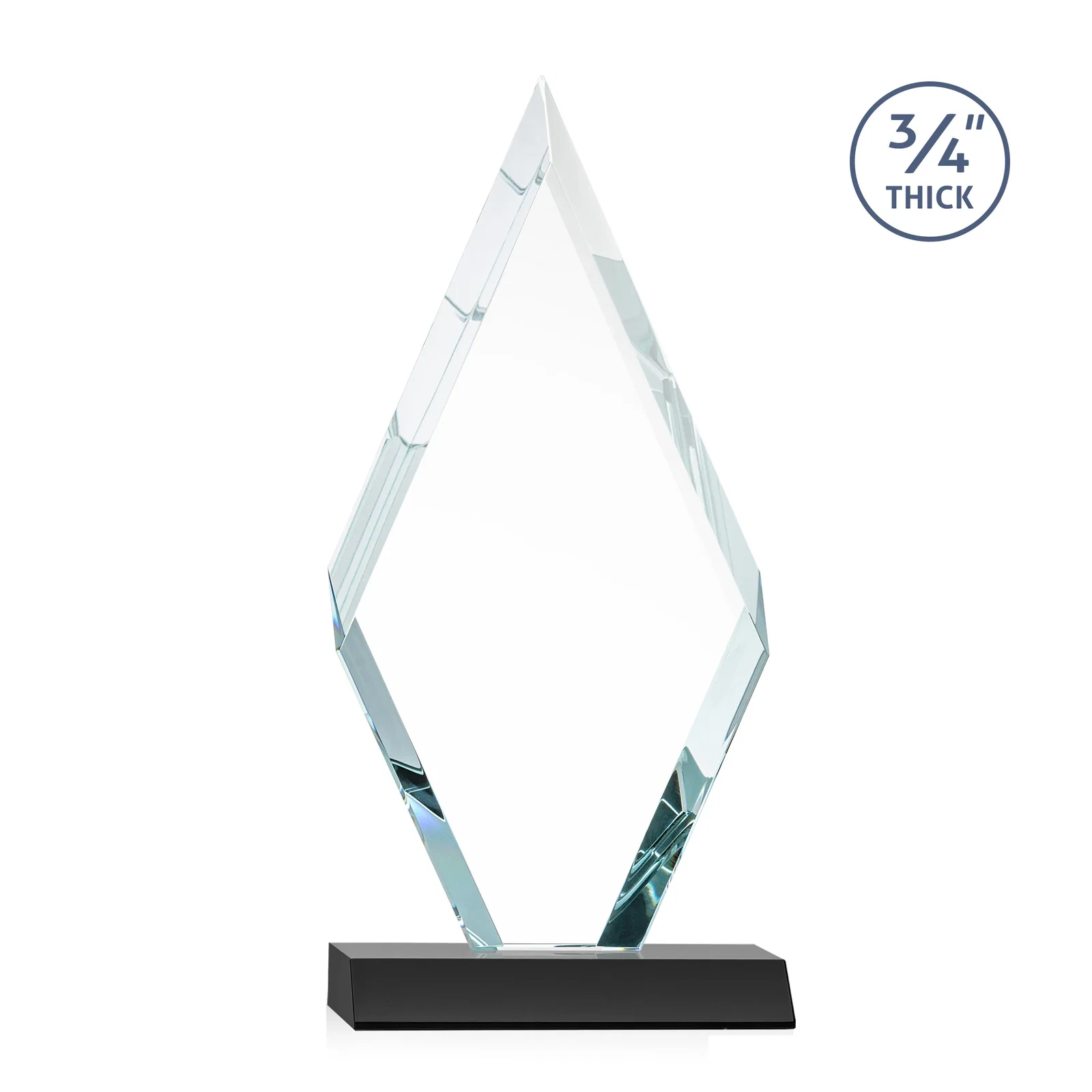 Custom engraved Starfire Crystal Diamond Award on a Front-Mitered Base, awards for sales achievement awards