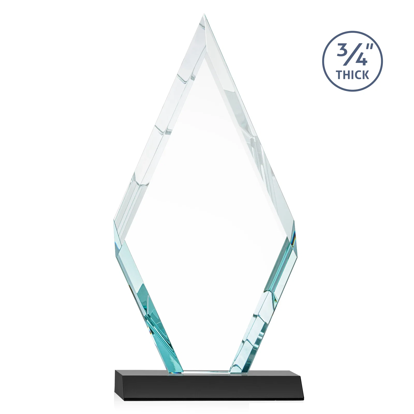 Custom engraved Starfire Crystal Diamond Award on a Front-Mitered Base, awards for retirement presentations