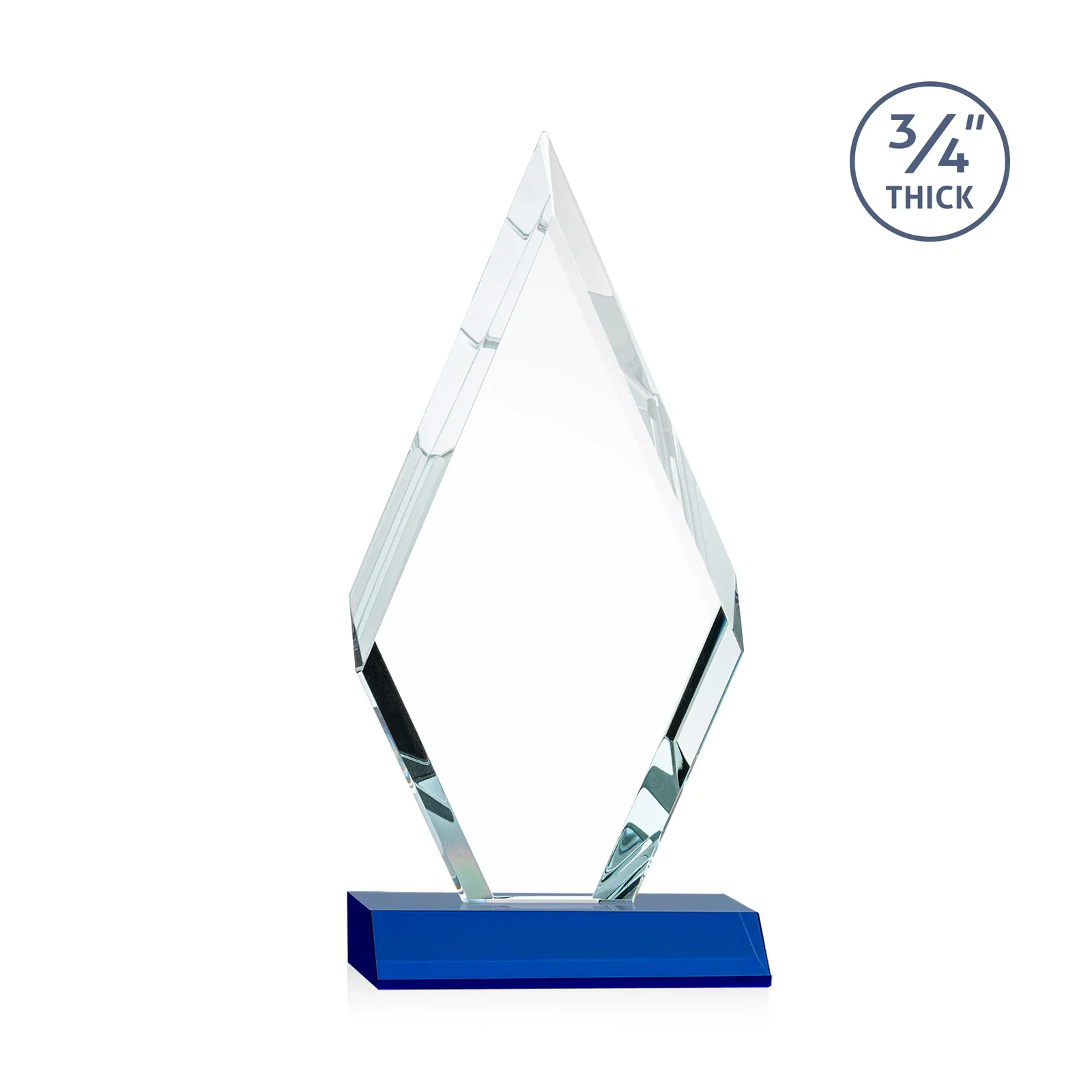 Custom engraved Starfire Crystal Diamond Award on a Front-Mitered Base, awards for team milestone celebrations