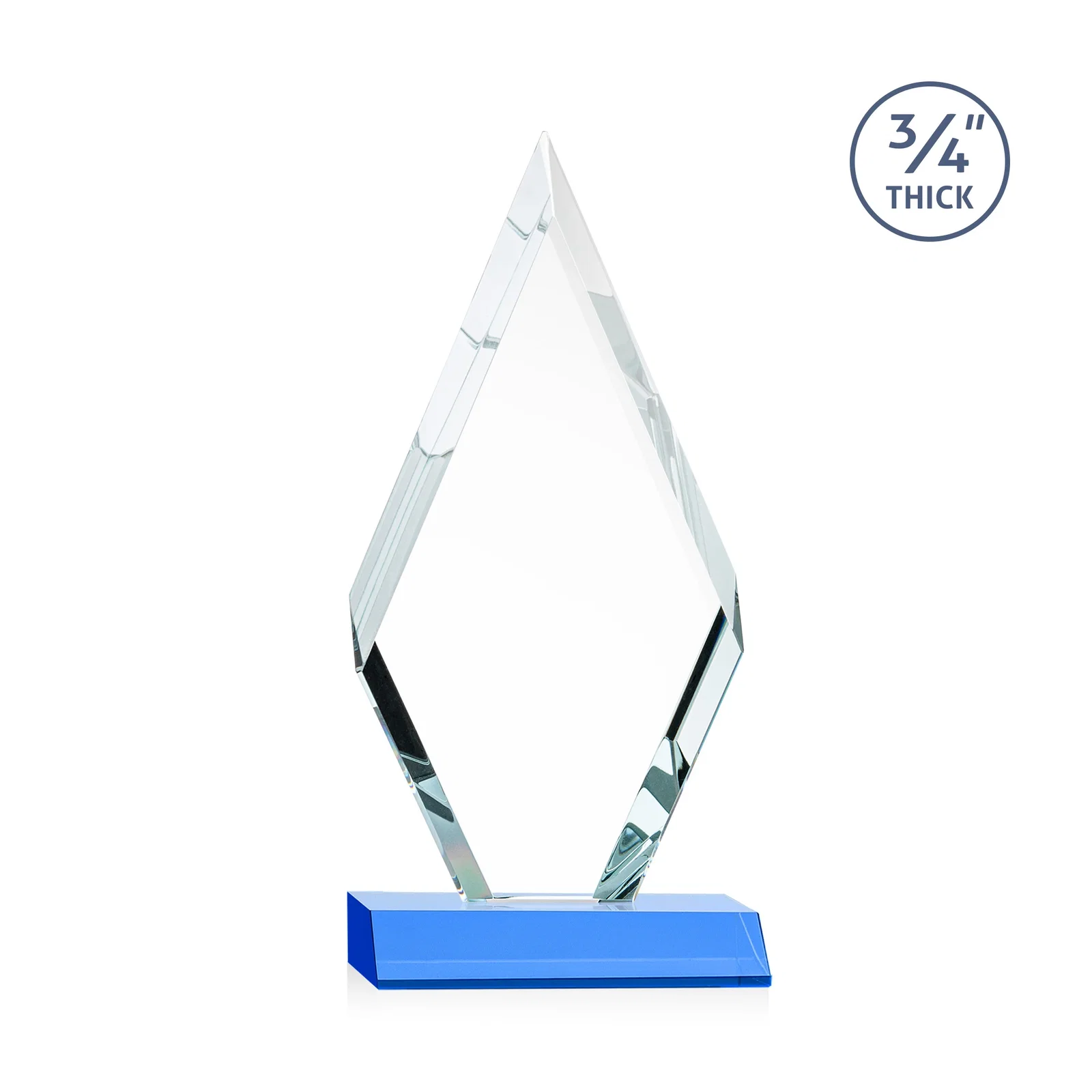 Custom engraved Starfire Crystal Diamond Award on a Front-Mitered Base, awards for company anniversary events