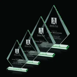 Jade Glass Diamond Award With Eight Distinct Colored Bases