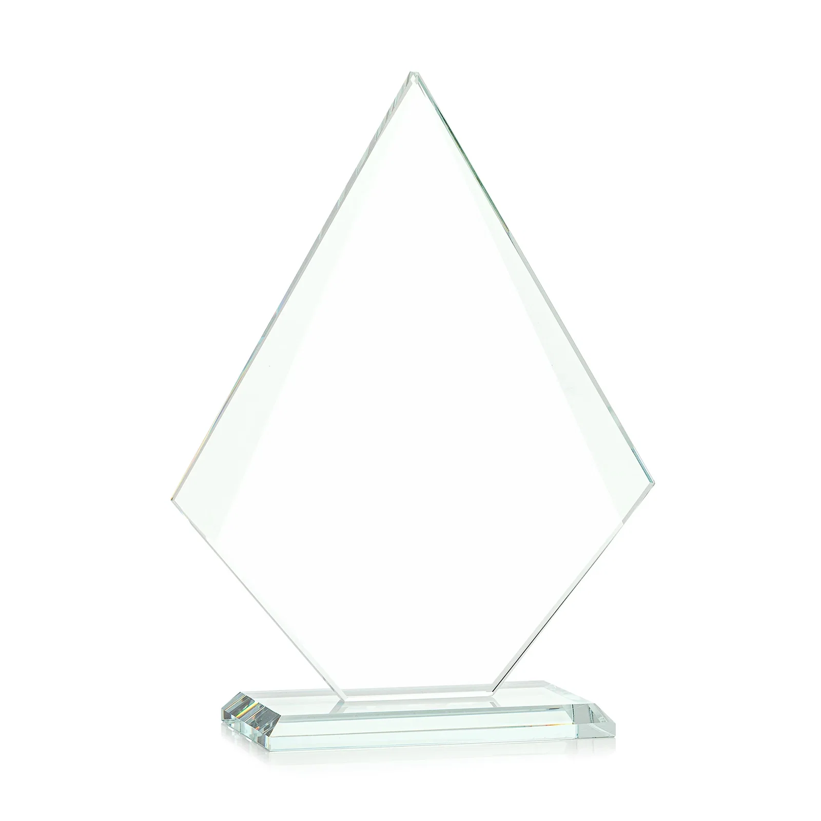 Custom Jade Glass Diamond Award With Eight Distinct Colored Bases, with your logo for company anniversary events